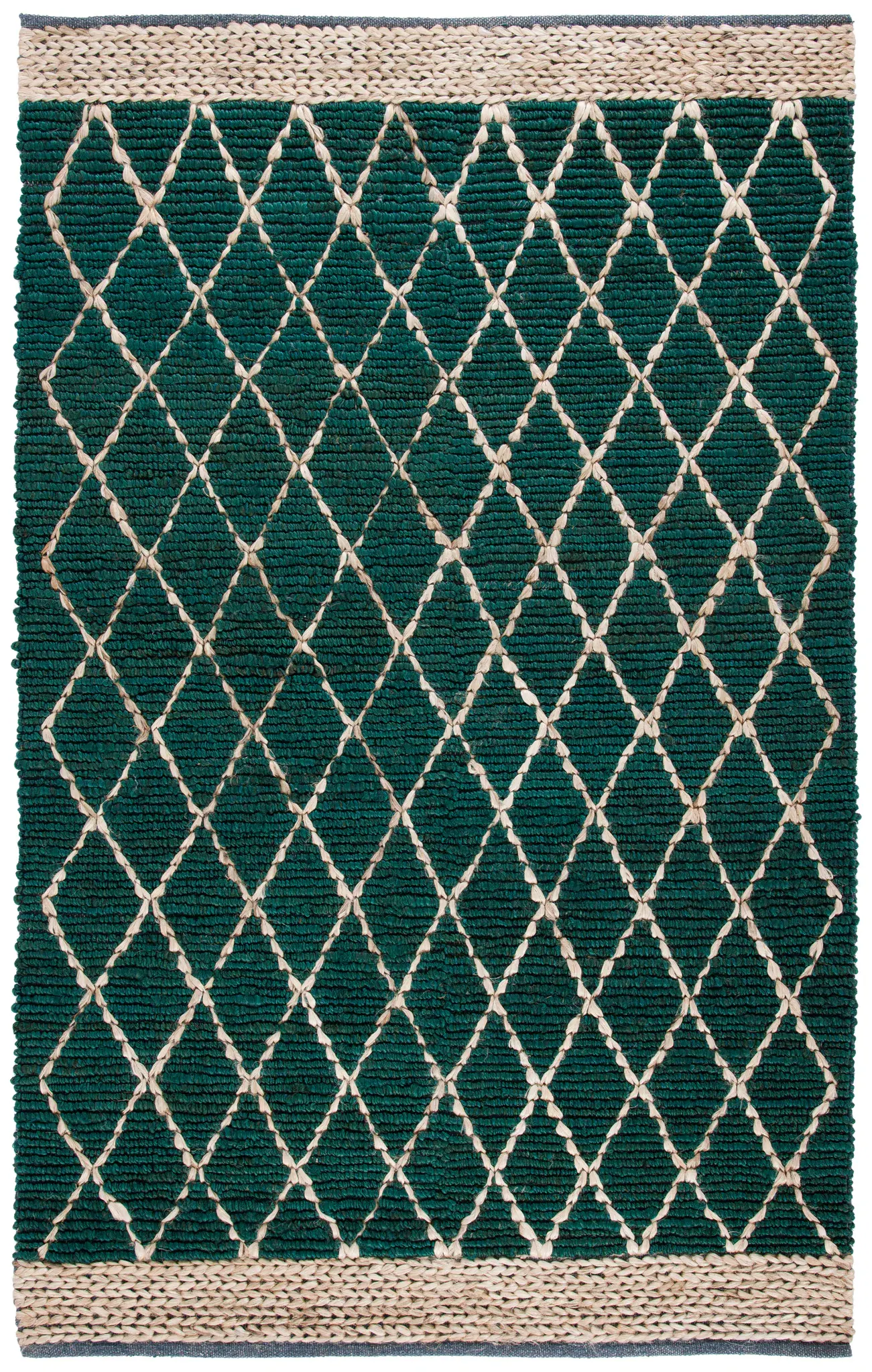 Natural Fiber Diamond Lattice Hand-Loomed Jute Rug