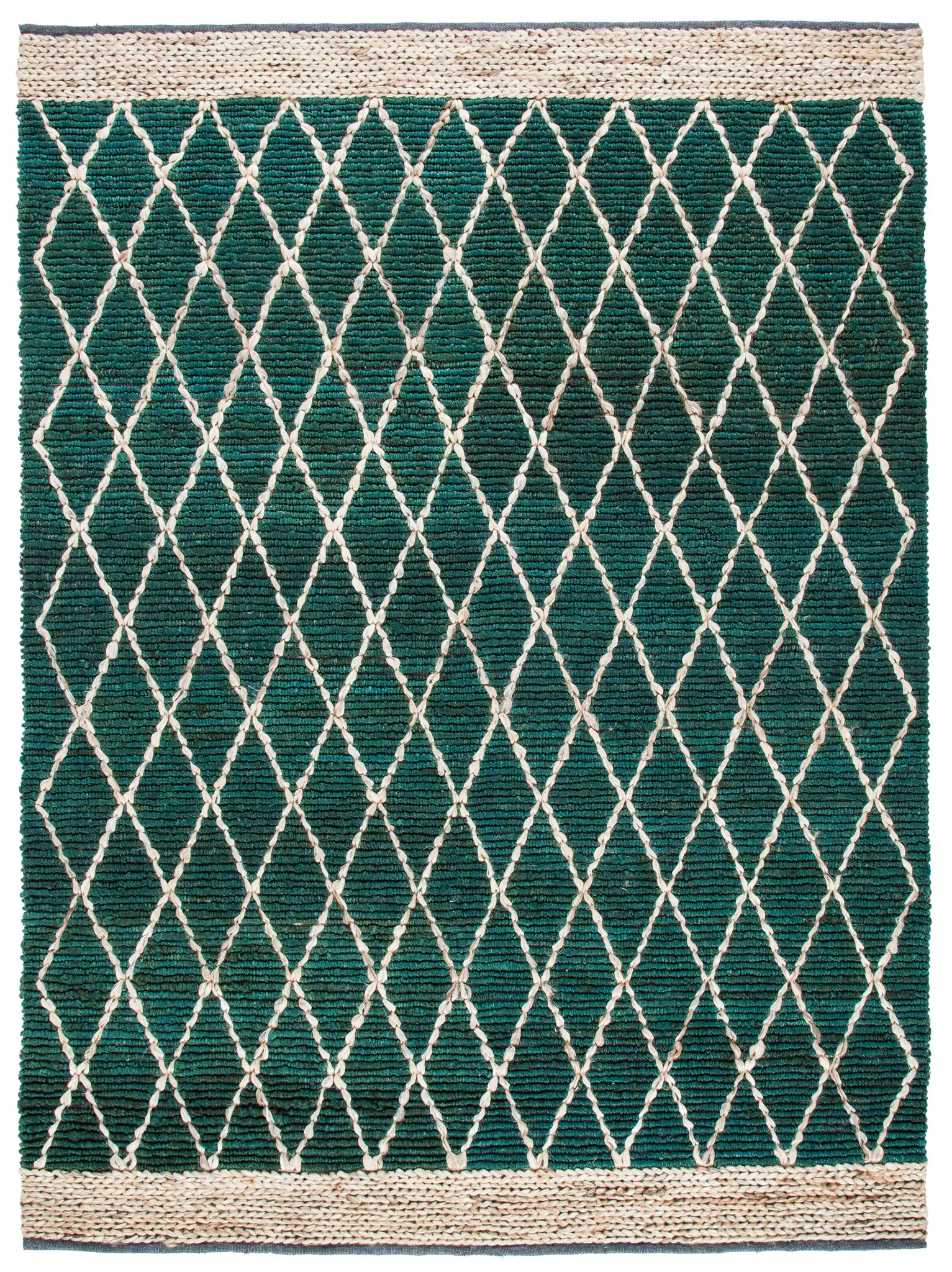 Natural Fiber Diamond Lattice Hand-Loomed Jute Rug
