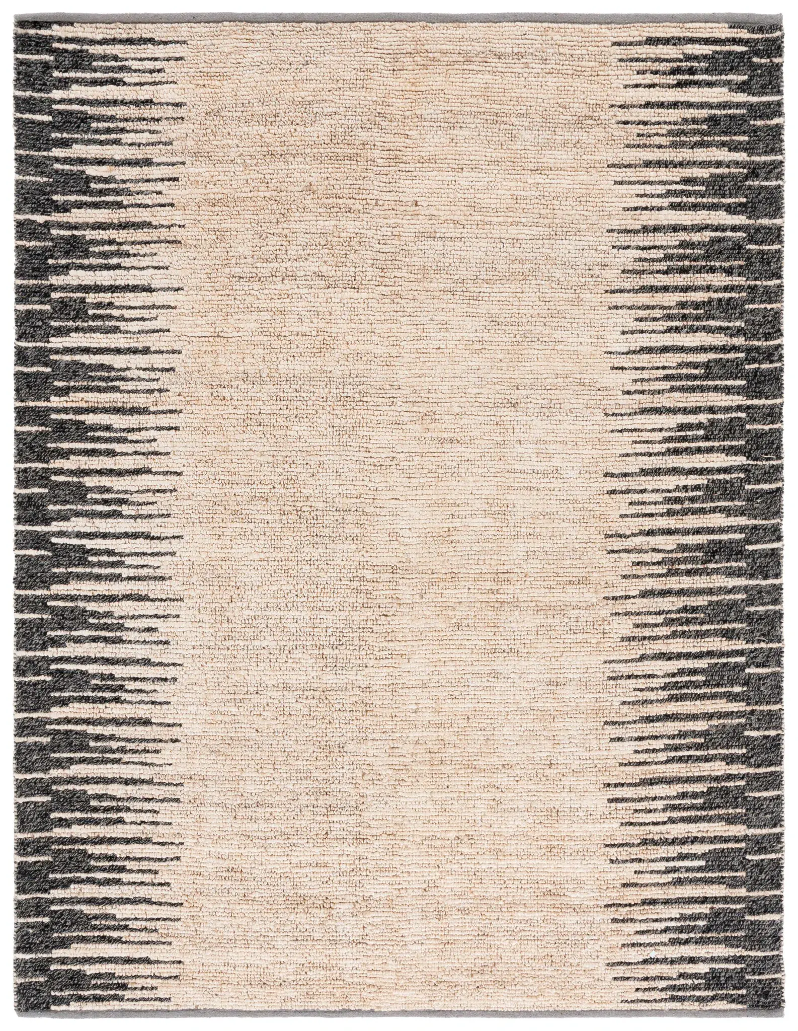 Natural Fiber Striped Border Hand-Woven Rug