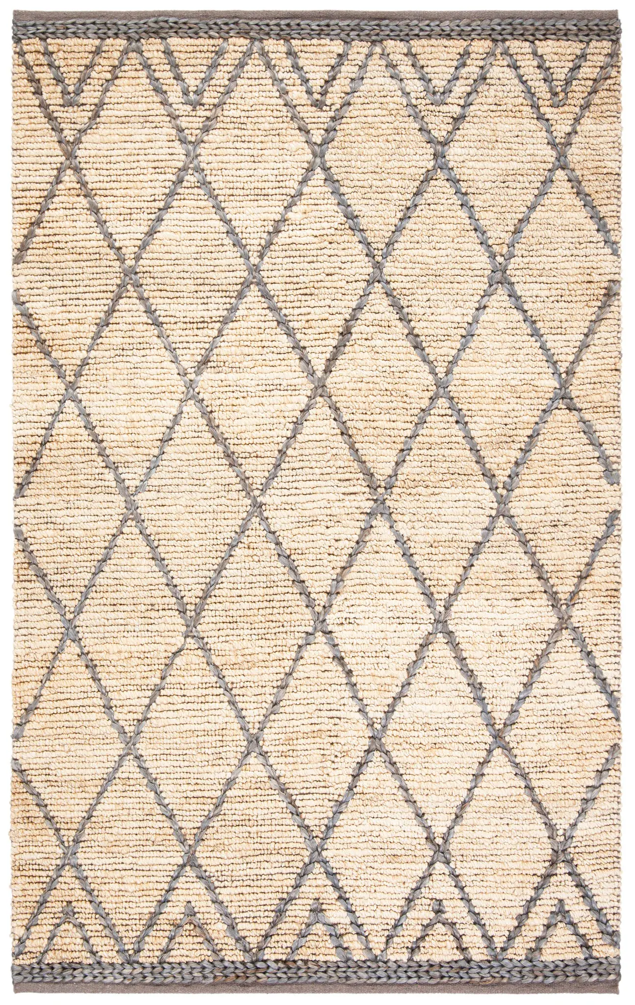 Natural Fiber Diamond Lattice Hand-Woven Jute Rug