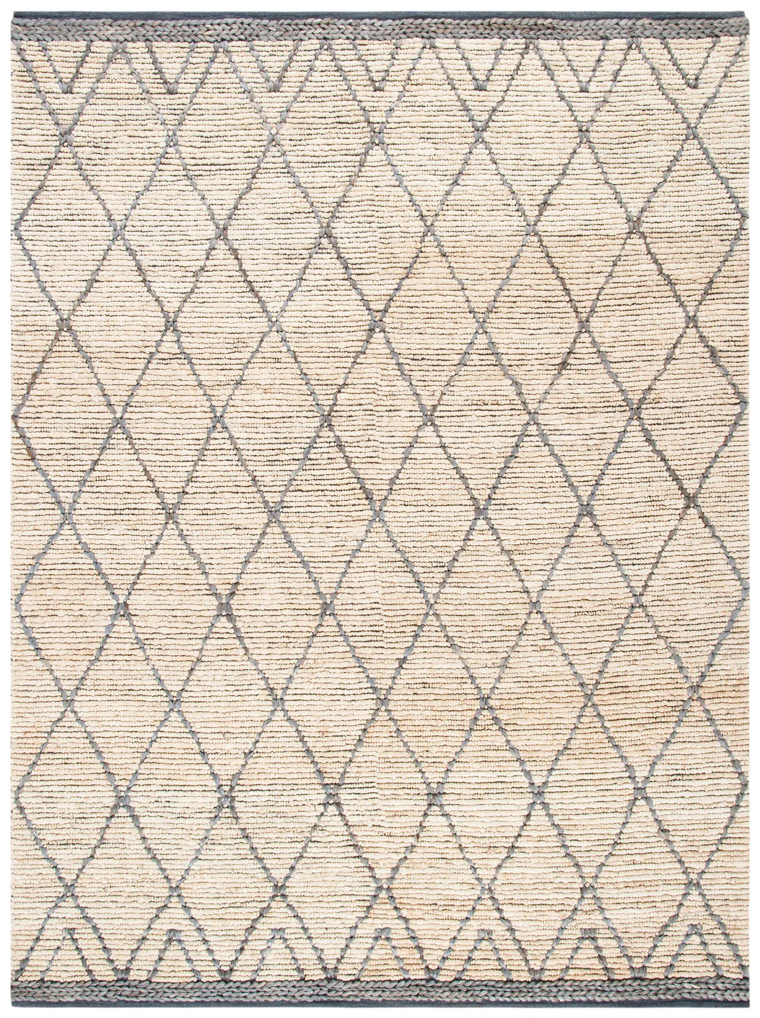Natural Fiber Diamond Lattice Hand-Woven Jute Rug