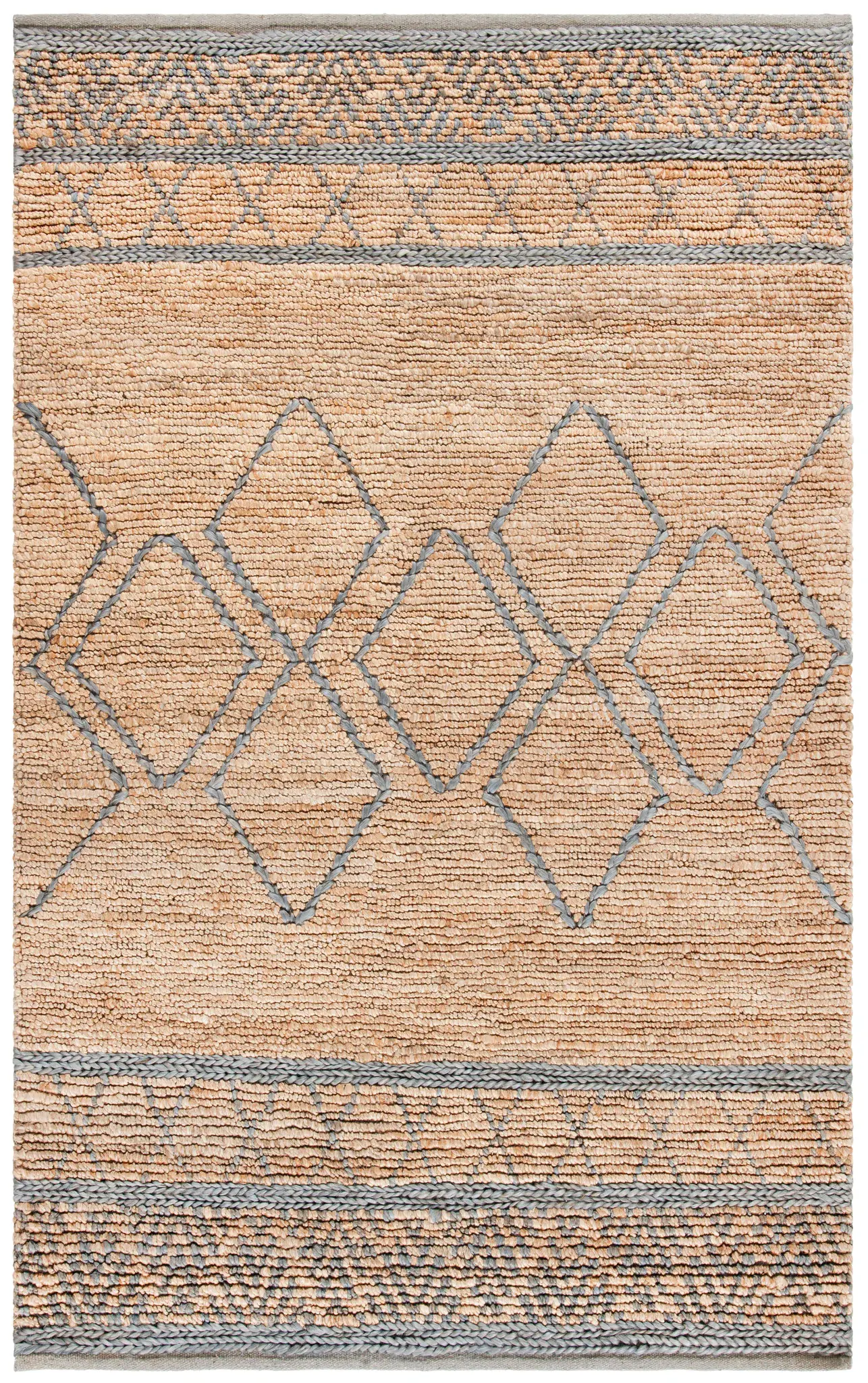 Natural Fiber Tribal Diamond Trellis Hand-Woven Jute Rug