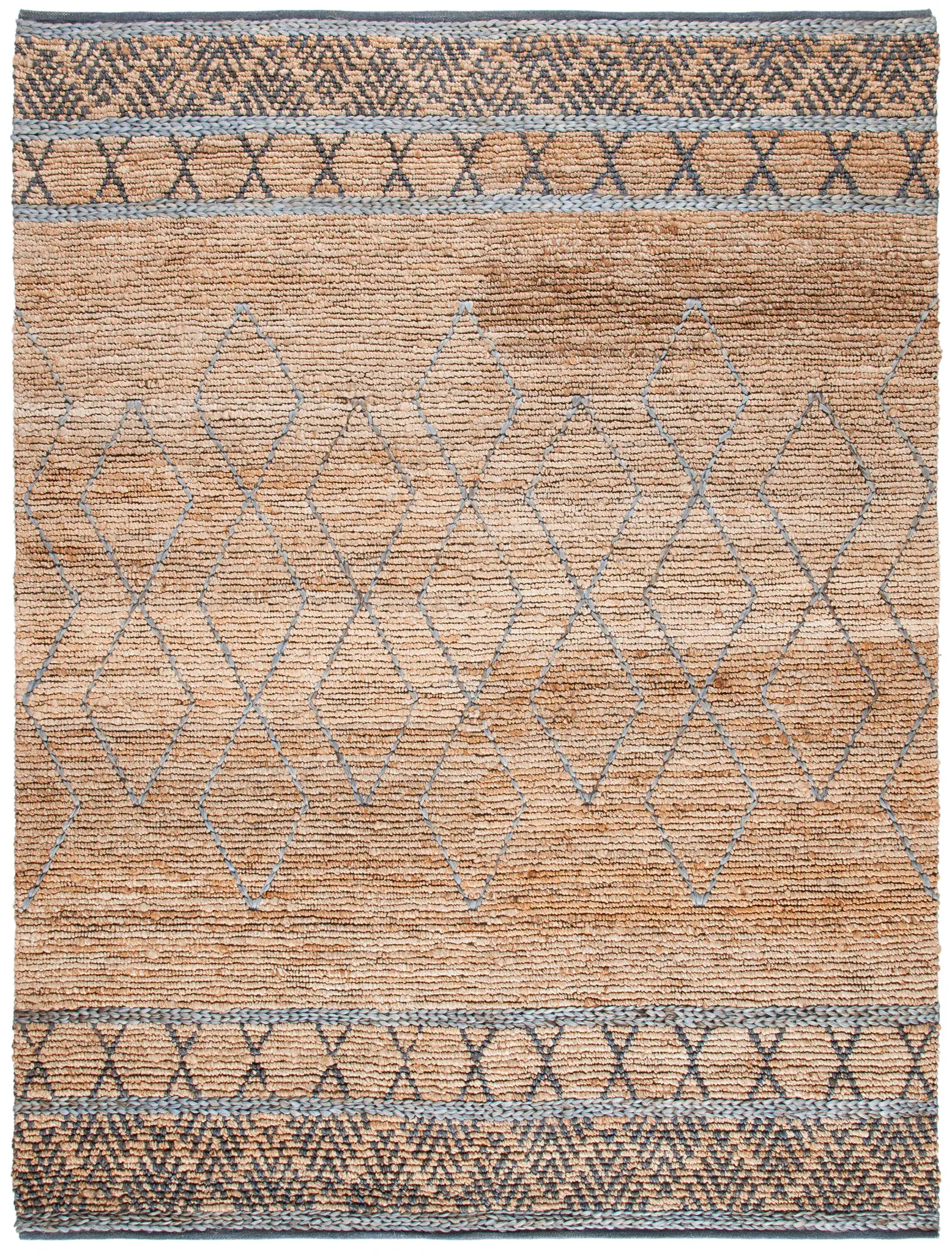 Natural Fiber Tribal Diamond Trellis Hand-Woven Jute Rug