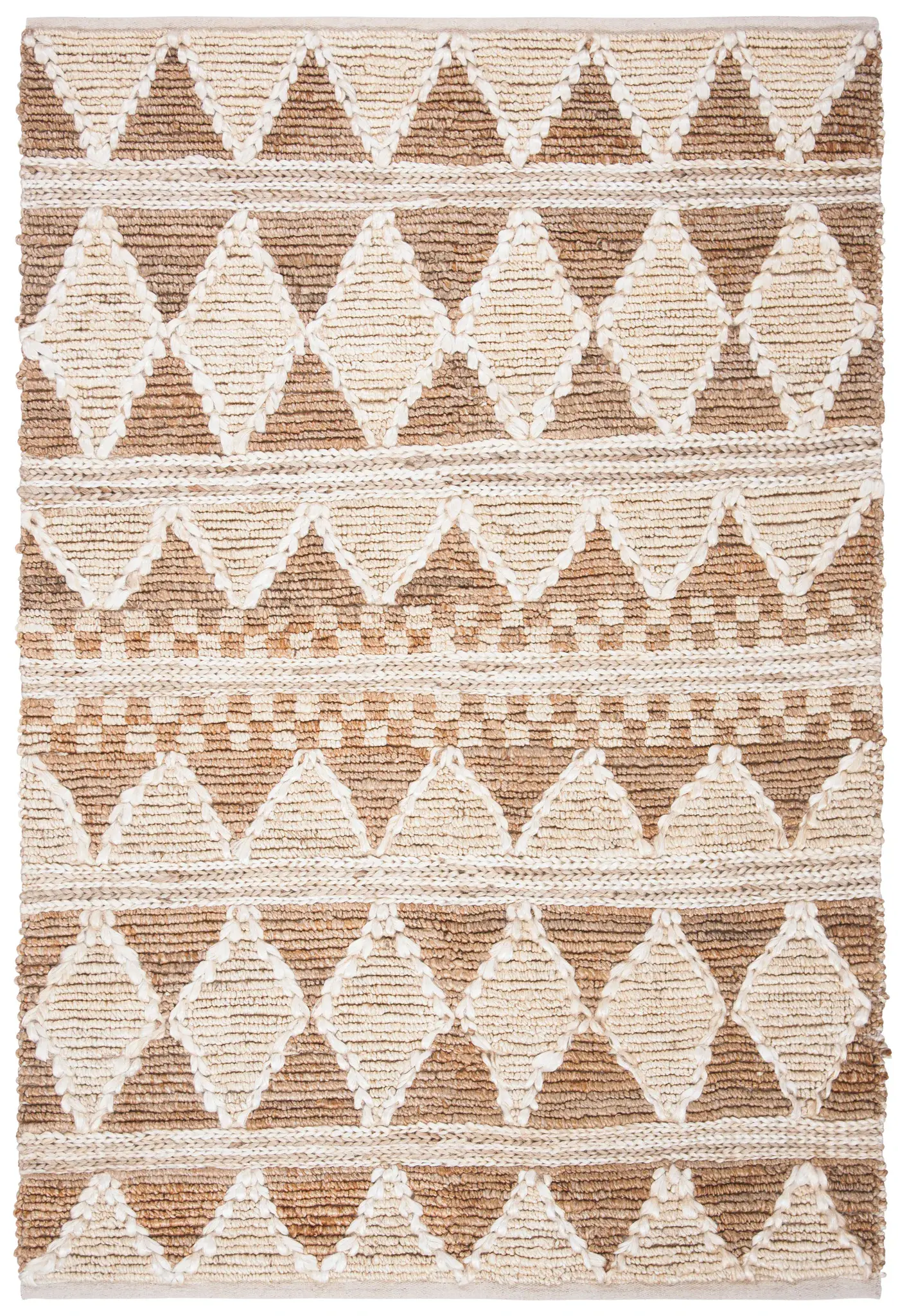 Natural Fiber Banded Triangle Hand-Woven Jute Rug