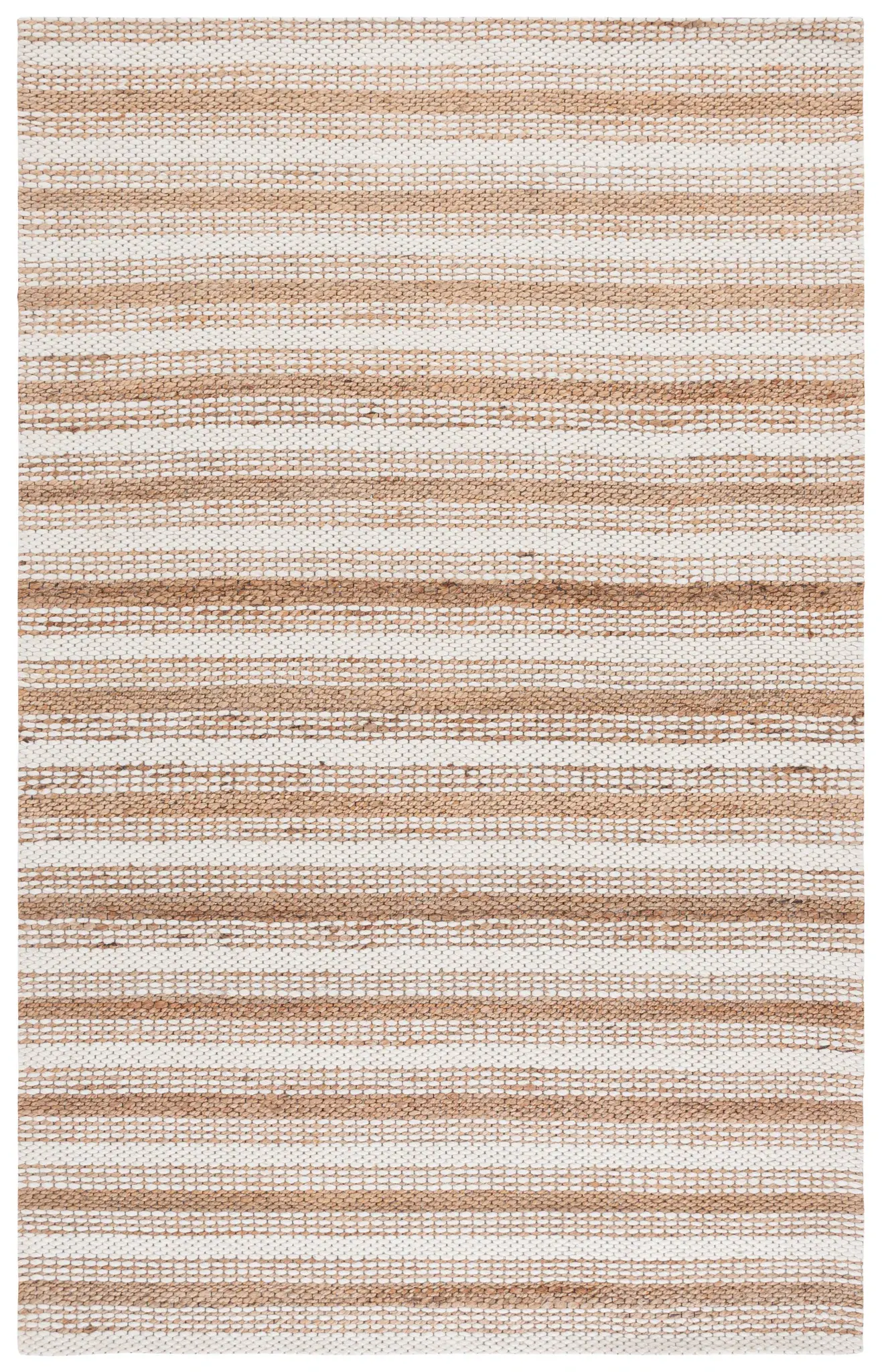Natural Fiber Striped Hand-Loomed Wool Rug