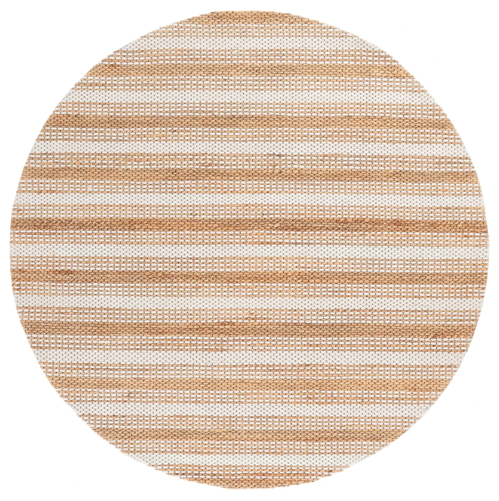 Natural Fiber Striped Hand-Loomed Wool Rug