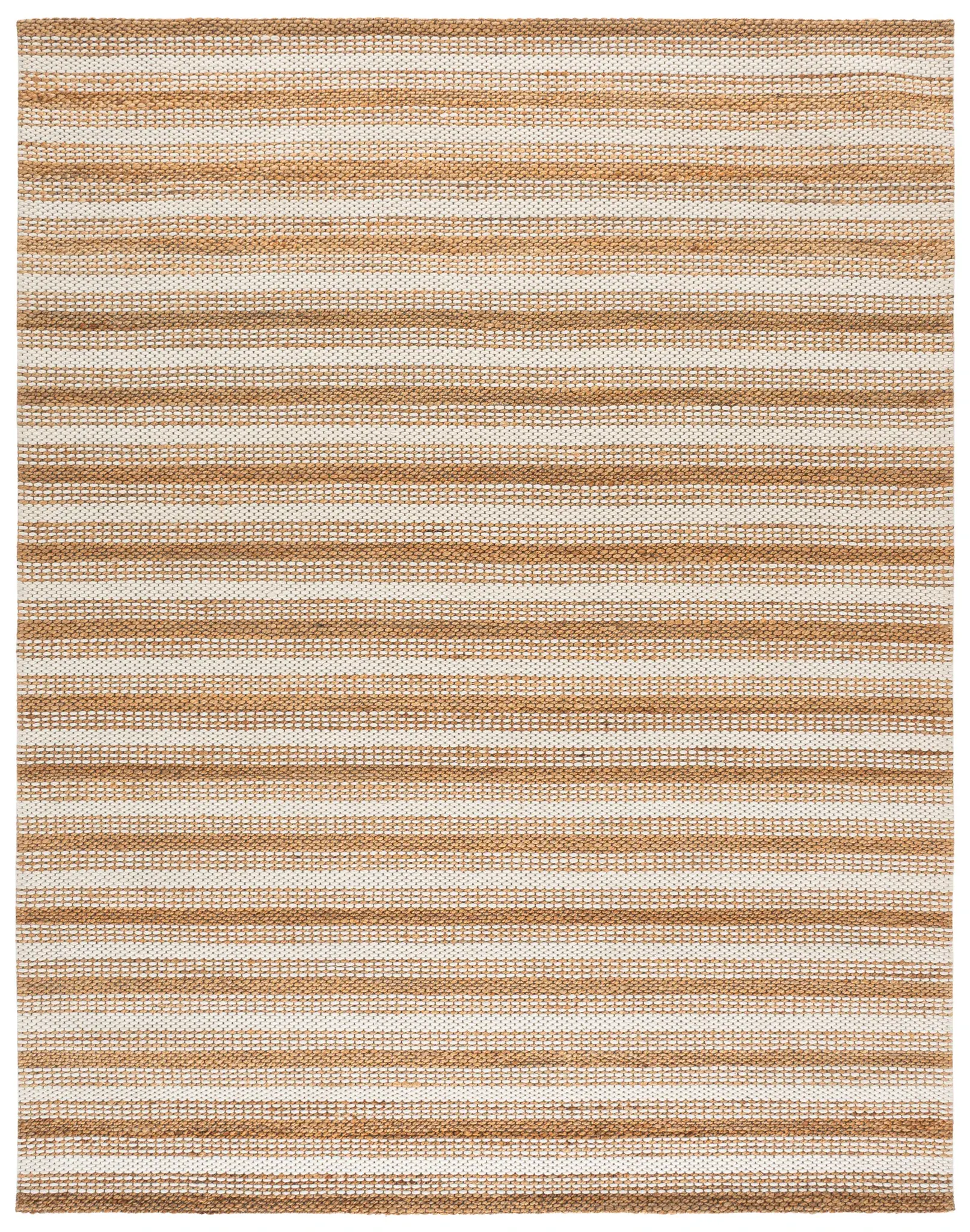 Natural Fiber Striped Hand-Loomed Wool Rug