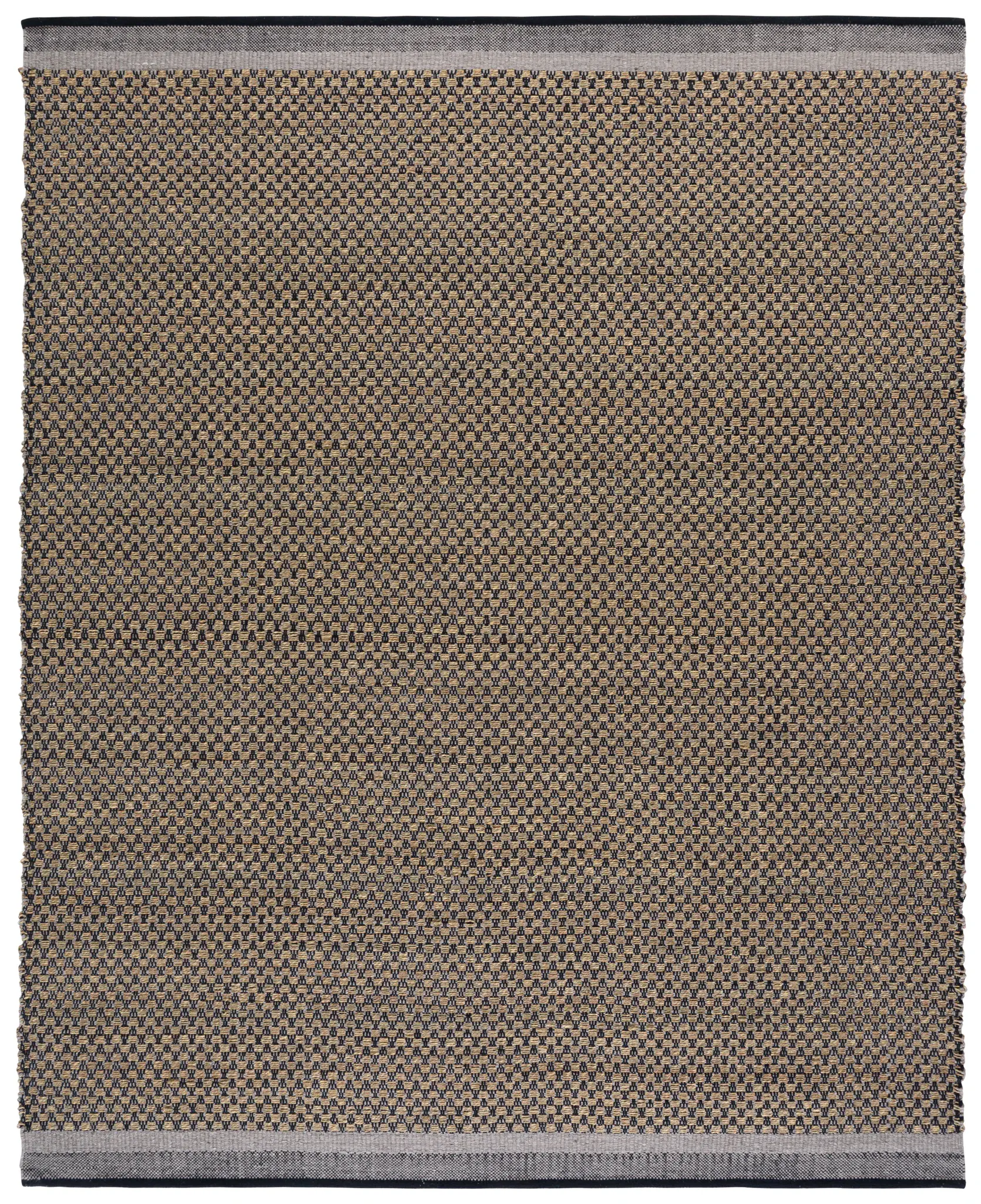 Natural Fiber Banded Basketweave Hand-Woven Rug