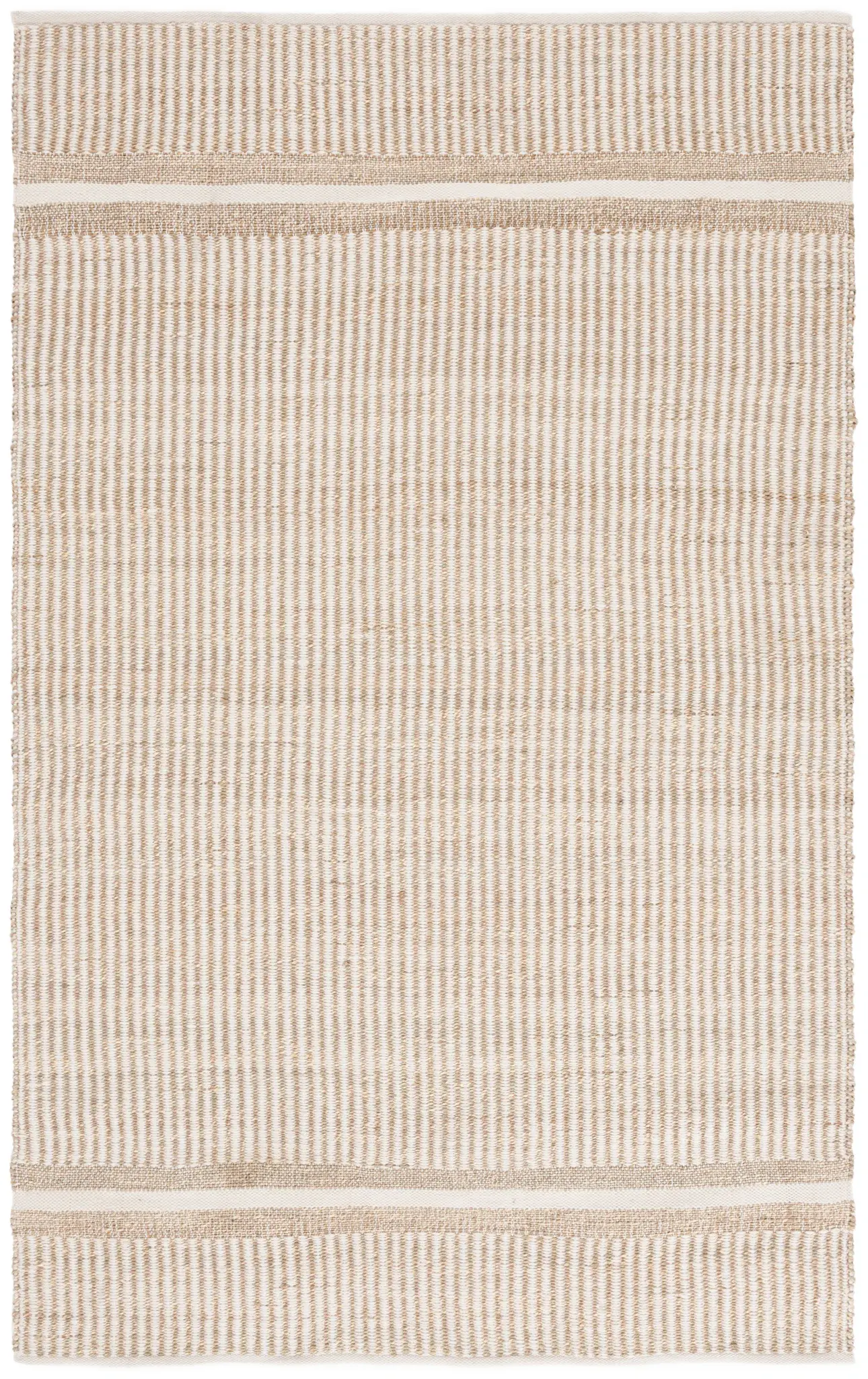 Natural Fiber Pinstripe Banded Hand-Woven Rug