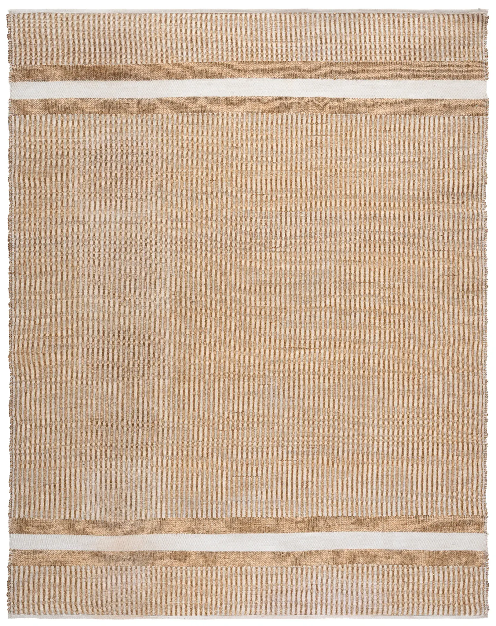 Natural Fiber Pinstripe Banded Hand-Woven Rug