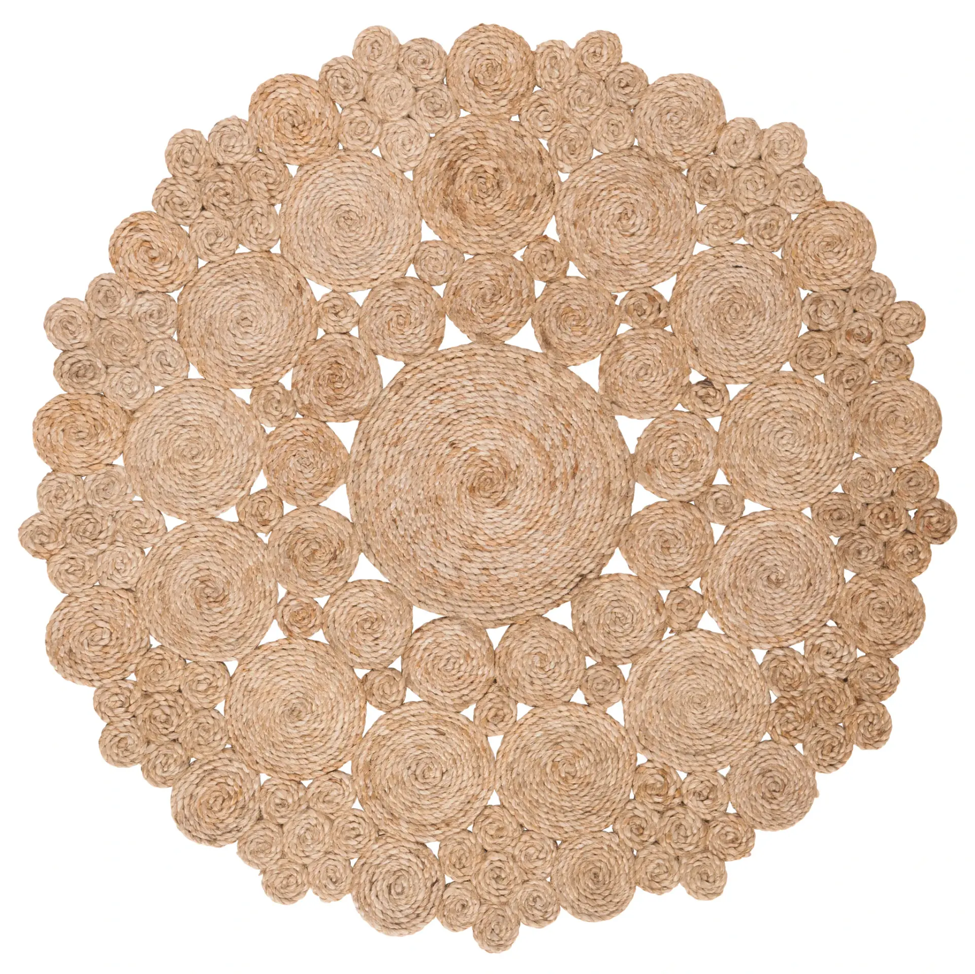 Natural Fiber Concentric Circles Hand-Woven Jute Rug