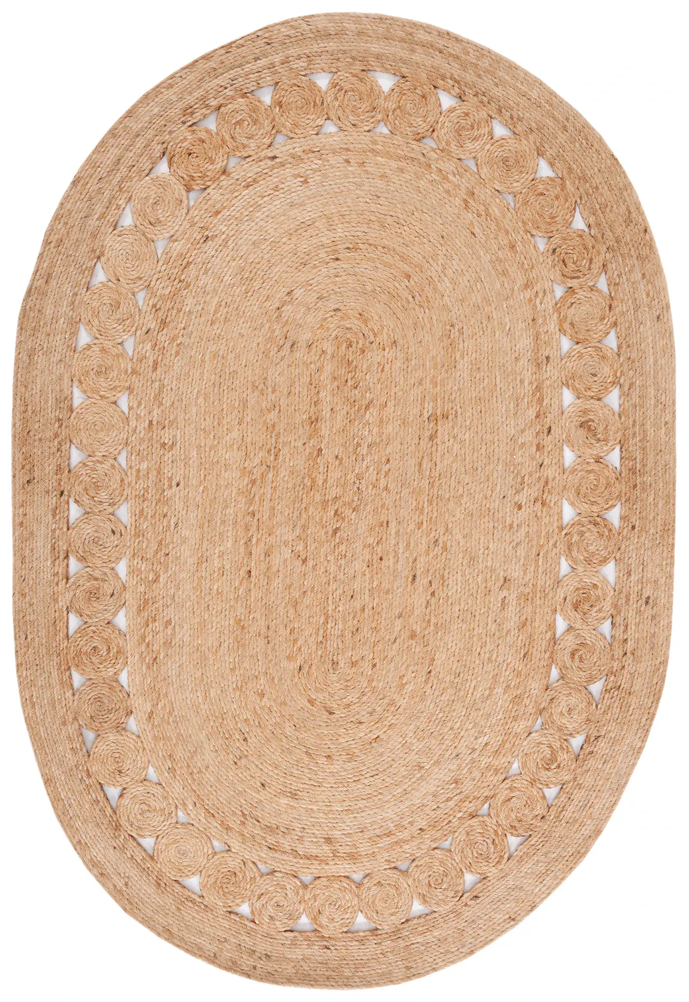 Natural Fiber Coiled Border Hand-Woven Jute Rug