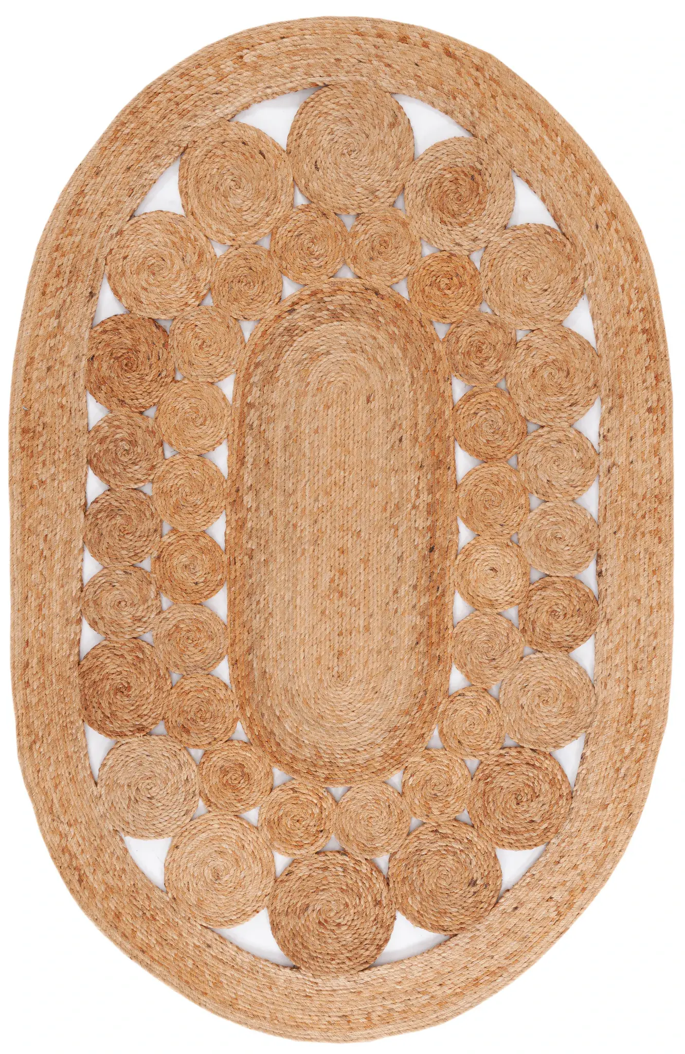Natural Fiber Coiled Circles Hand-Woven Jute Rug