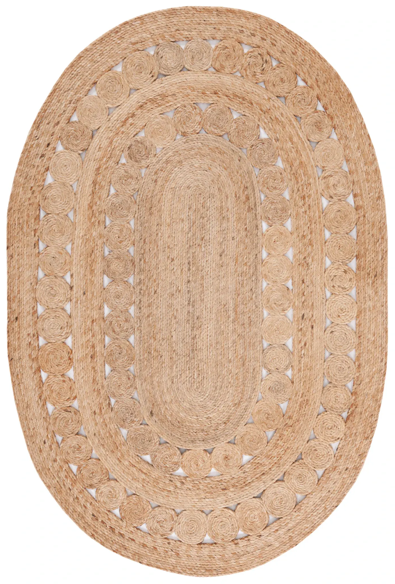 Natural Fiber Coiled Medallion Hand-Woven Jute Rug