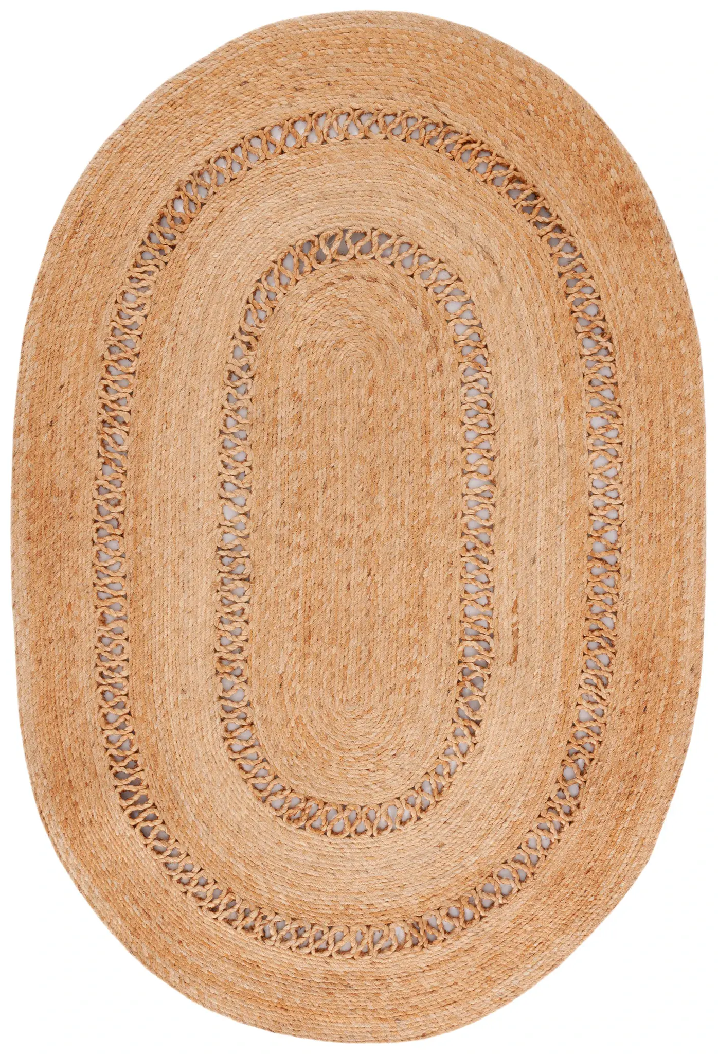 Natural Fiber Open-Loop Braided Hand-Woven Jute Rug