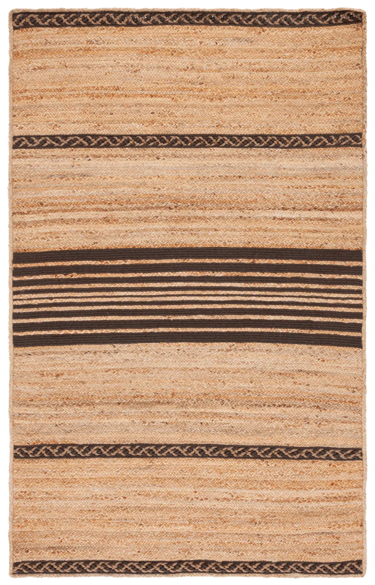 Natural Fiber Banded Stripe Hand-Loomed Rug