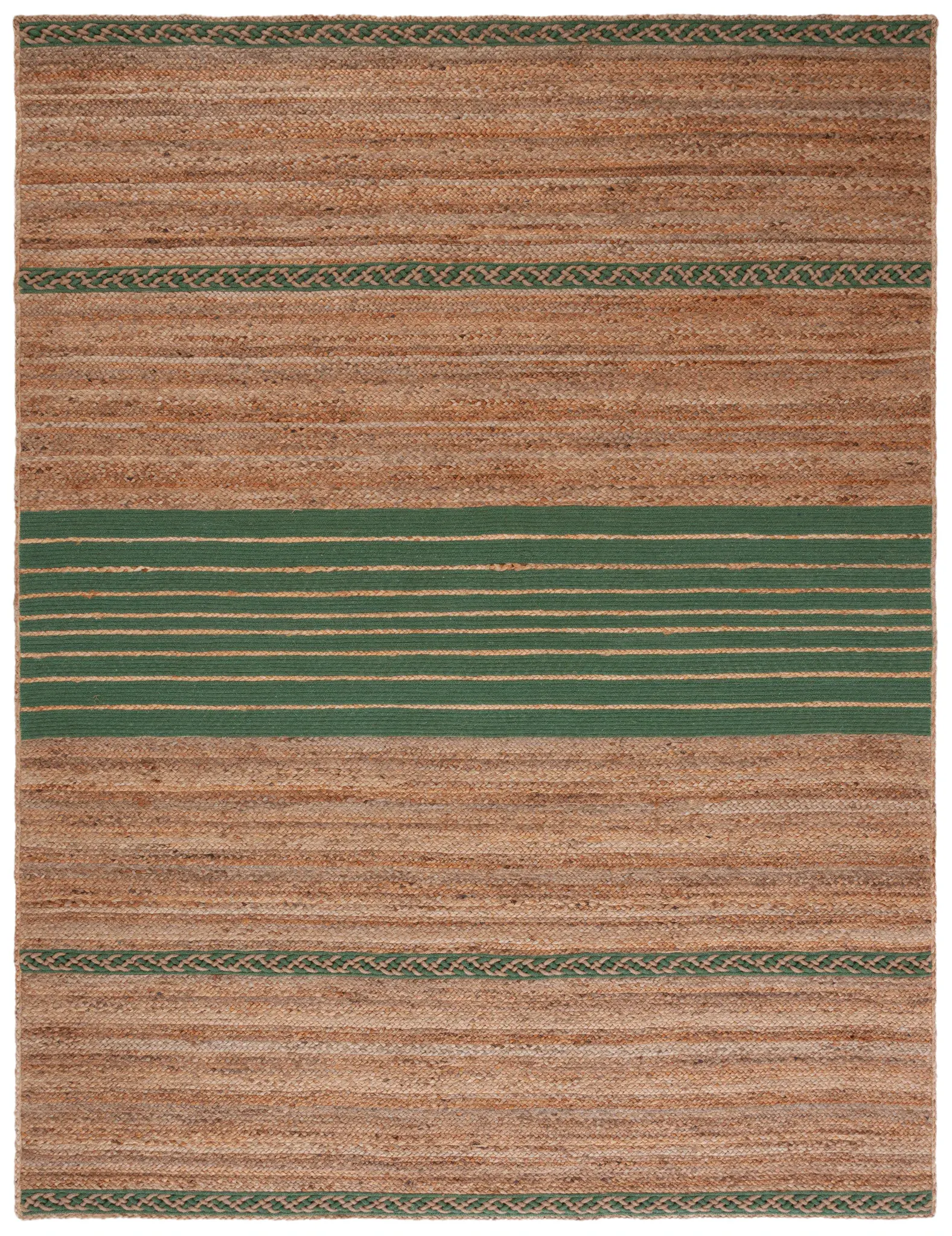 Natural Fiber Banded Stripe Hand-Loomed Rug