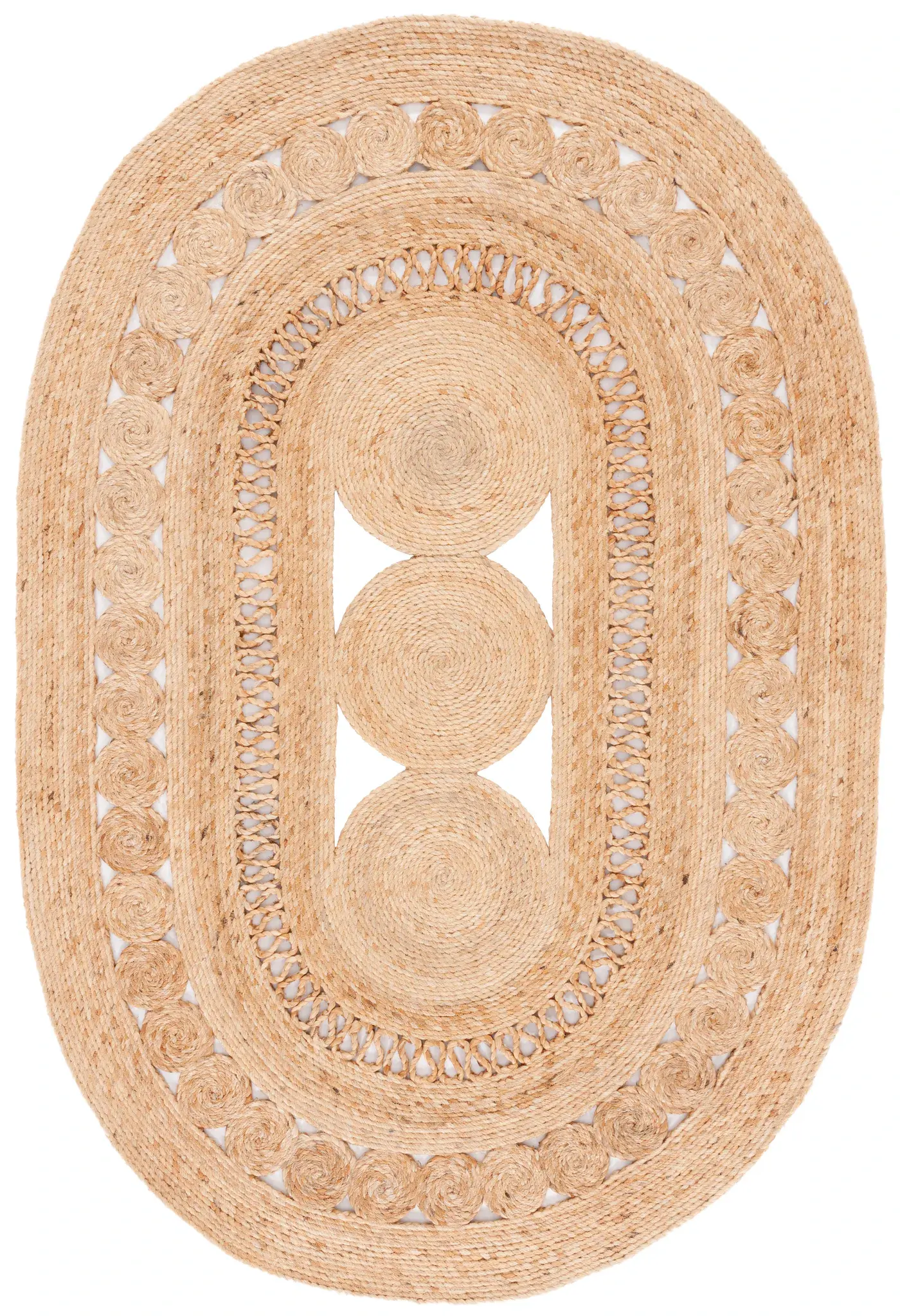 Natural Fiber Medallion Loop Hand-Loomed Jute Rug