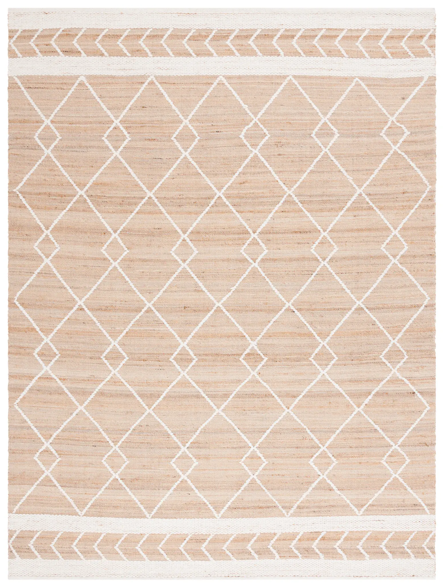 Natural Fiber Diamond Lattice Hand-Woven Jute & Wool Rug