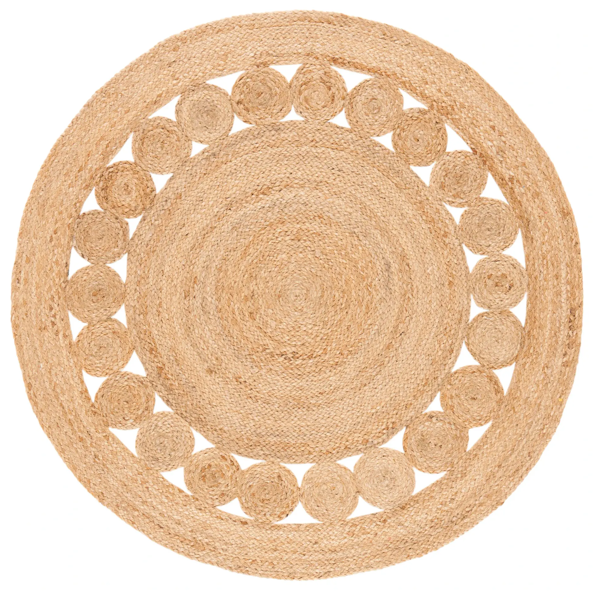 Natural Fiber Braided Circle Flatweave Jute Rug