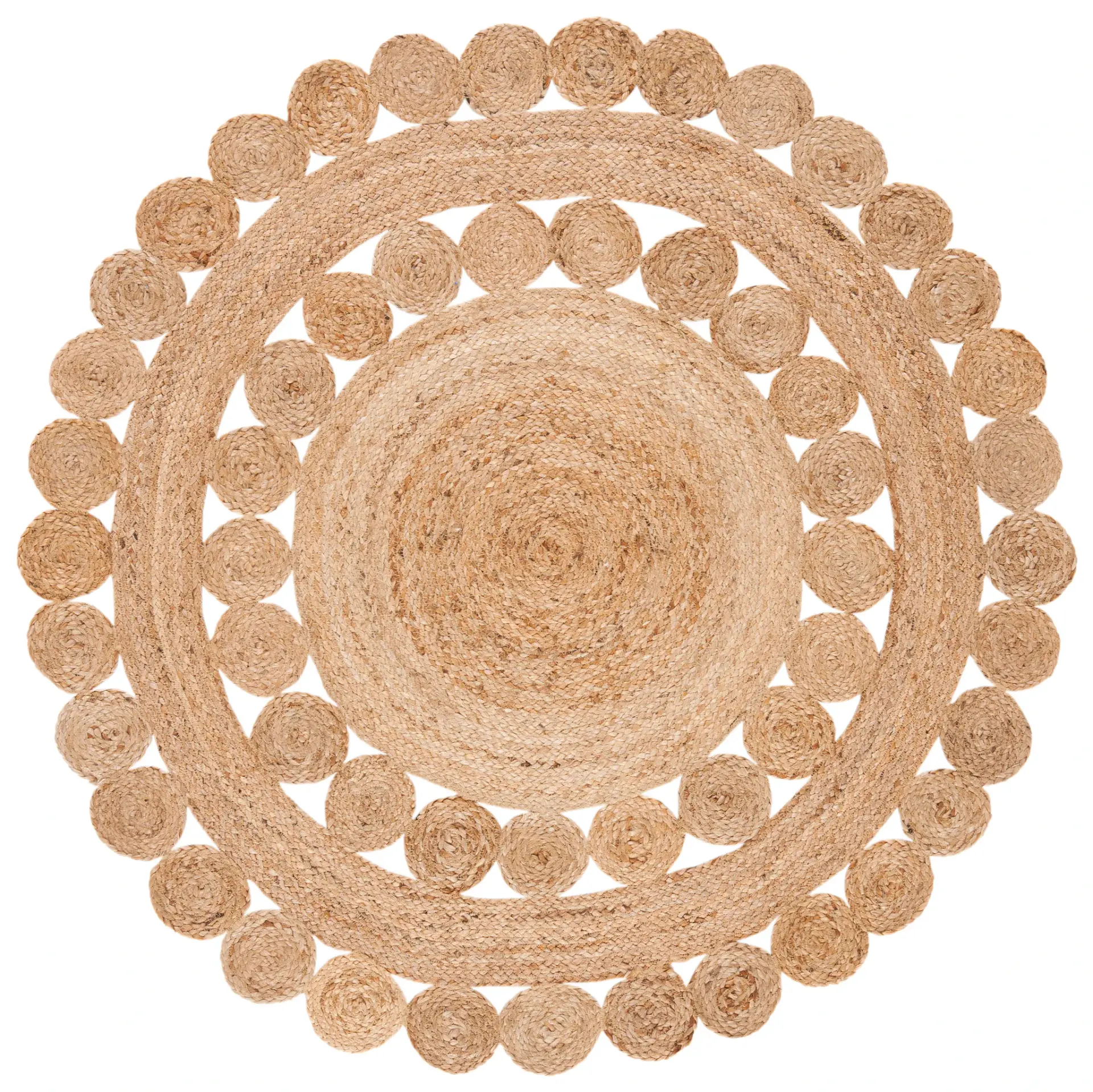 Natural Fiber Double Scalloped Flatweave Jute Rug