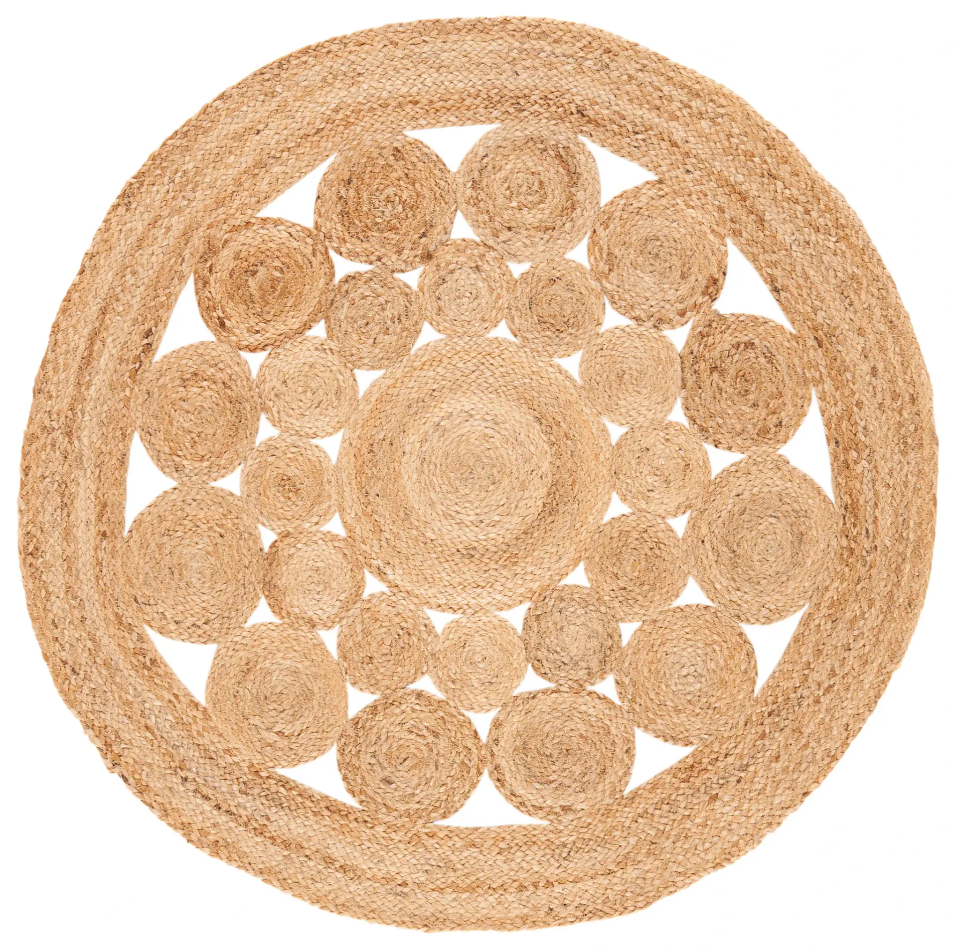 Natural Fiber Braided Circle Cluster Braided Circle Flatweave Jute Rug