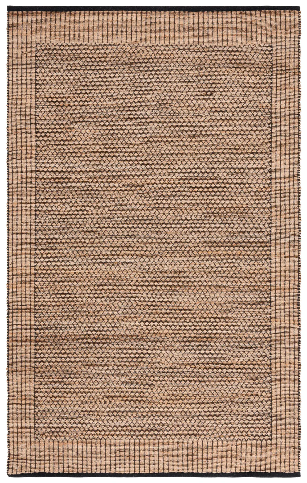 Natural Fiber Pebbled Bordered Hand-Woven Rug