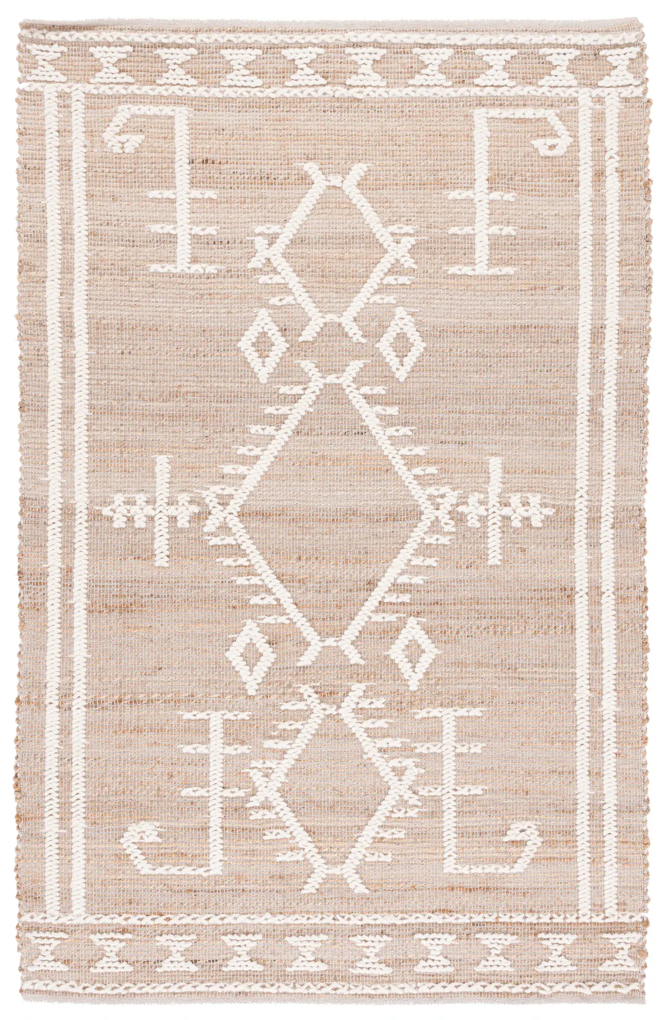 Natural Fiber Tribal Diamond Flatweave Rug