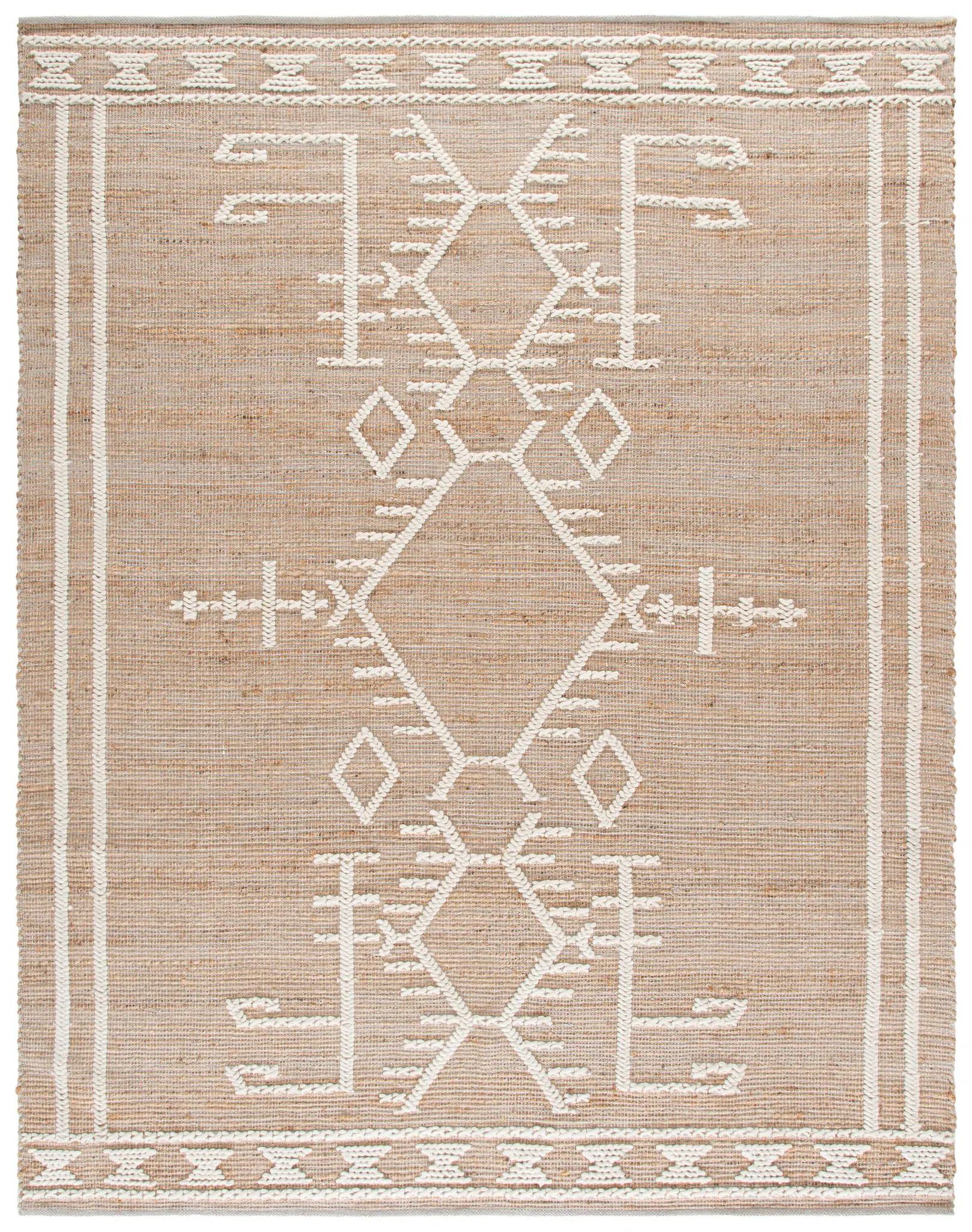 Natural Fiber Tribal Diamond Flatweave Rug