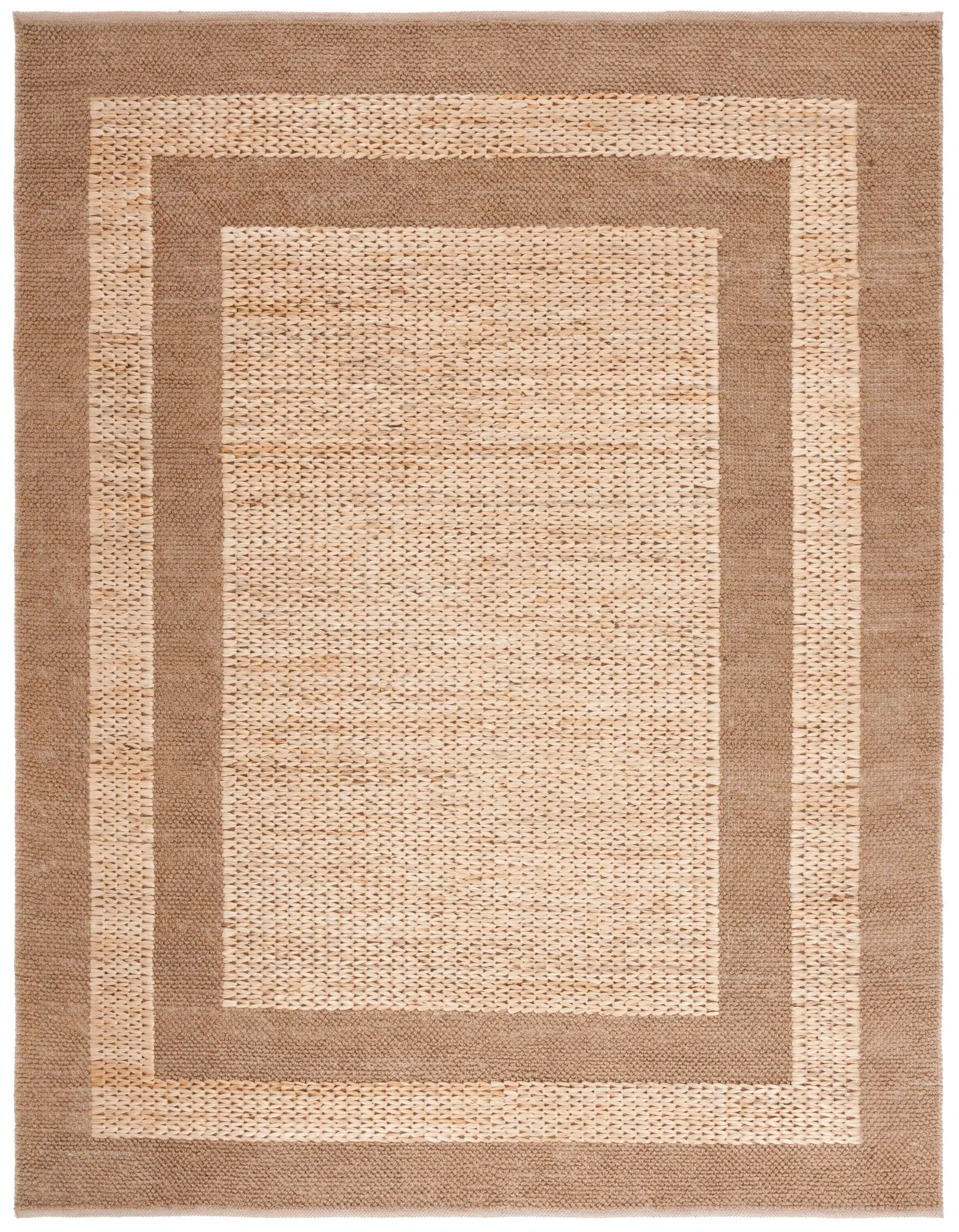 Natural Fiber Double Border Hand-Woven Rug