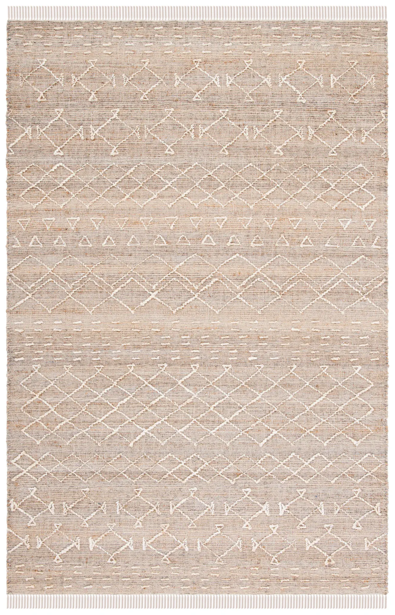 Natural Fiber Banded Geometric Hand-Loomed Jute Rug