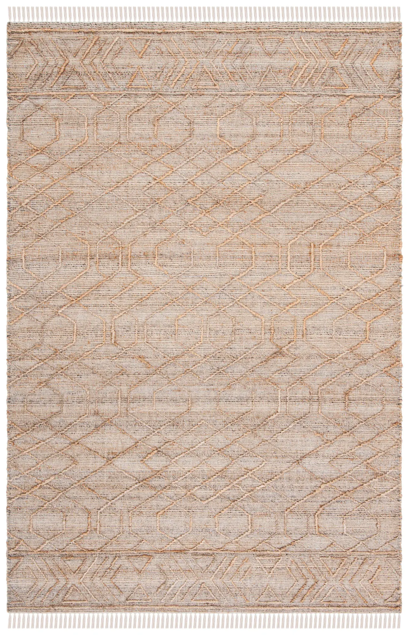 Natural Fiber Hand-Loomed Diamond Lattice Jute Rug