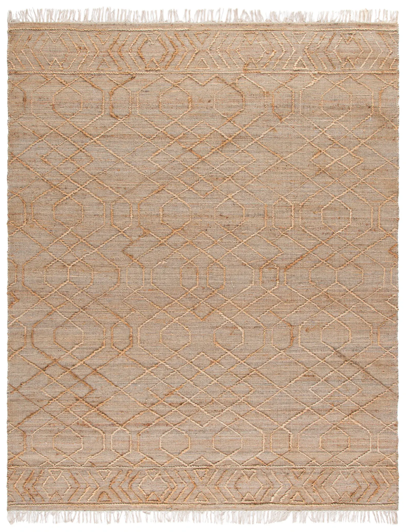 Natural Fiber Hand-Loomed Diamond Lattice Jute Rug