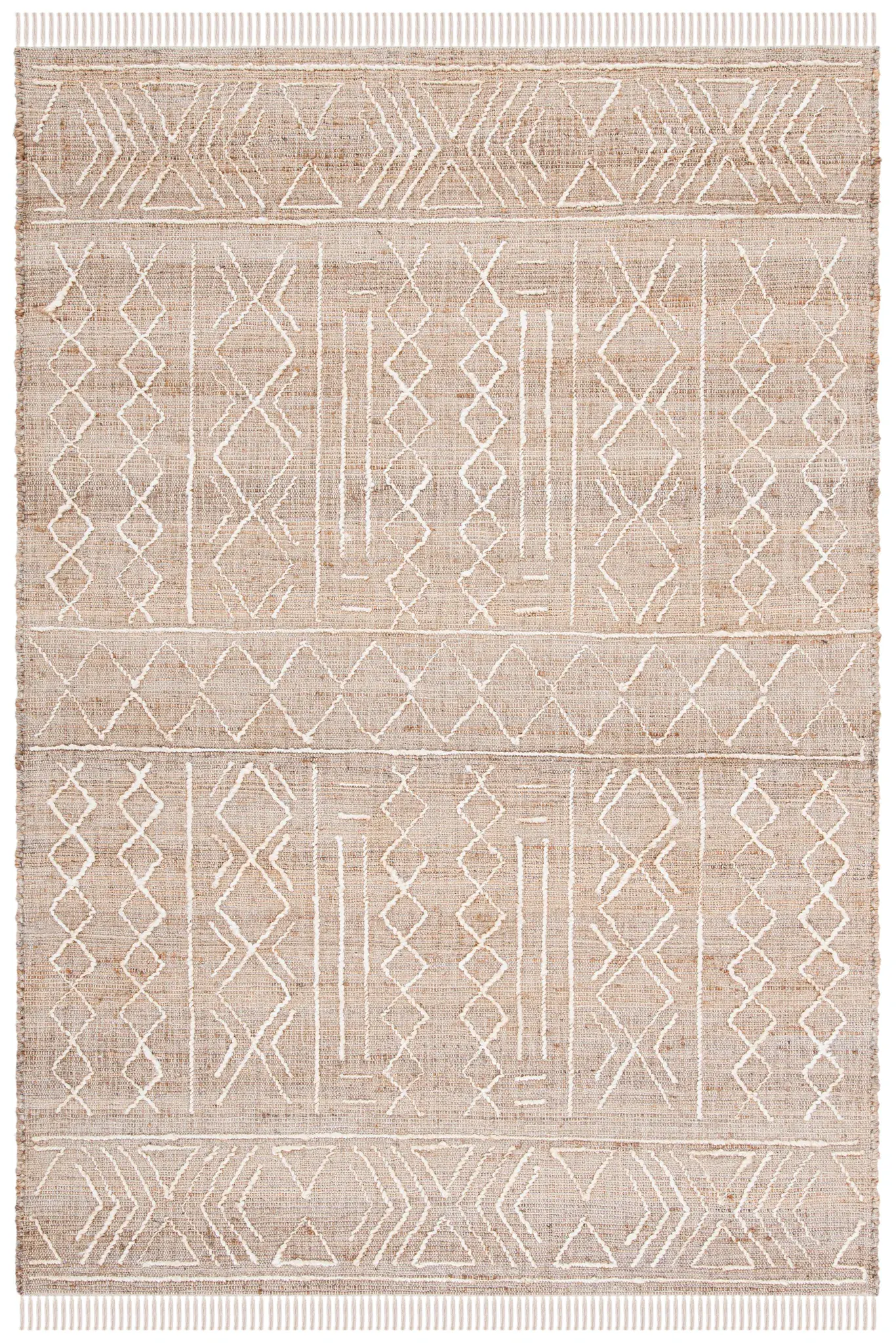 Natural Fiber Chevron And Diamond Hand-Loomed Jute Rug