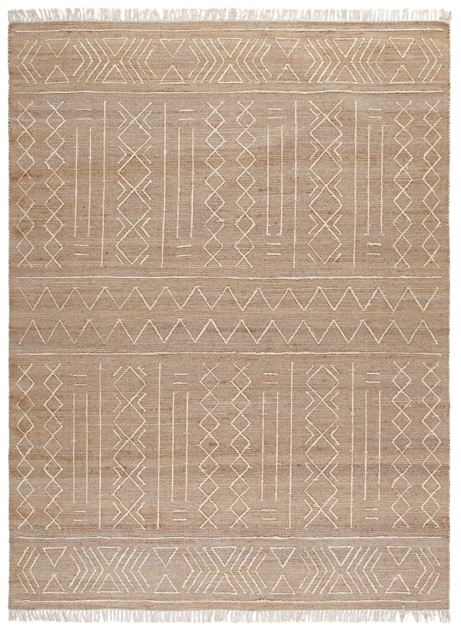 Natural Fiber Chevron And Diamond Hand-Loomed Jute Rug