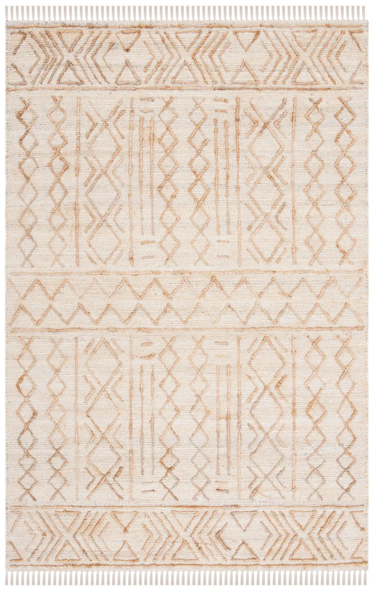 Natural Fiber Geometric Banded Hand-Loomed Jute Rug