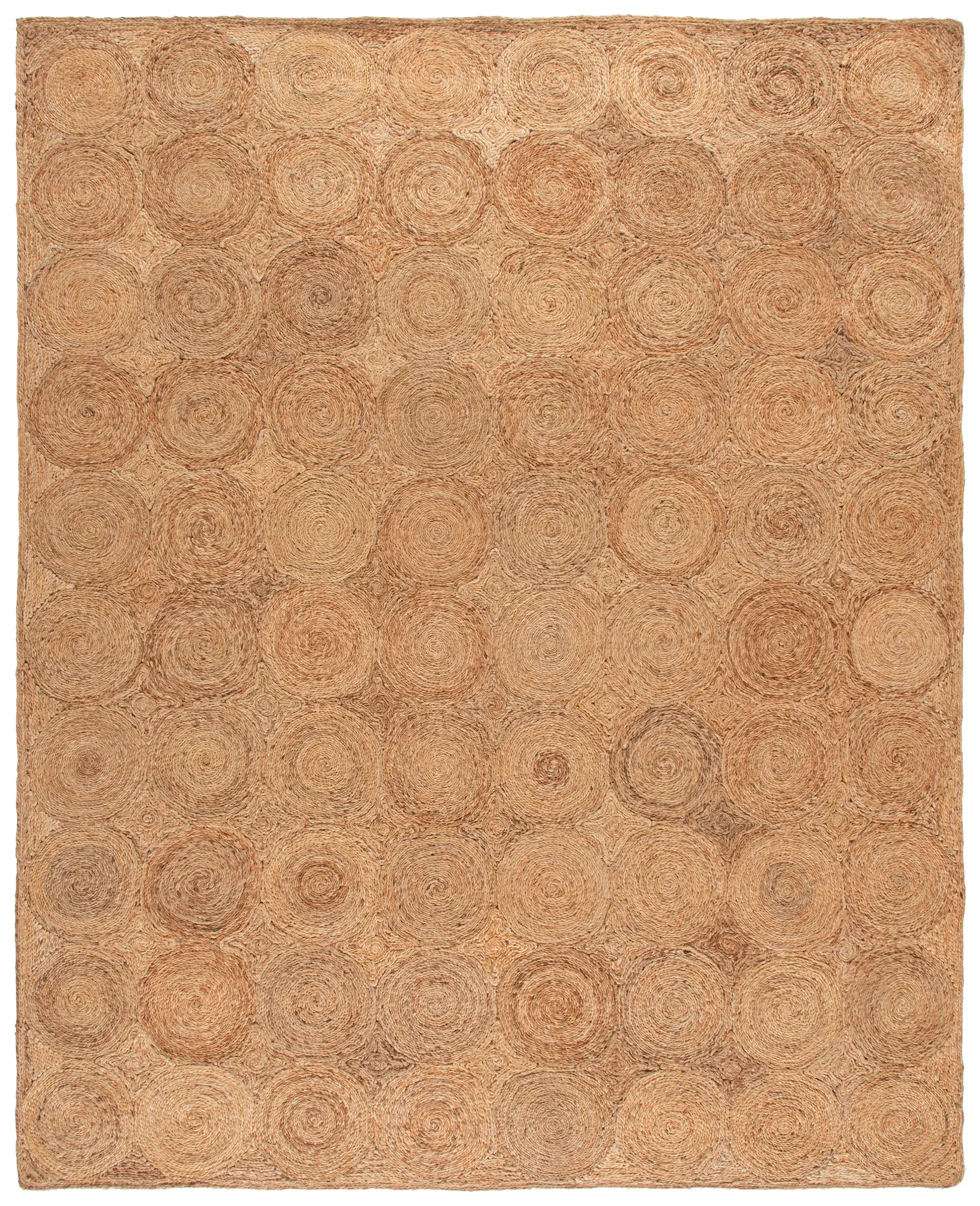 Natural Fiber Coiled Circle Hand-Loomed Jute Rug