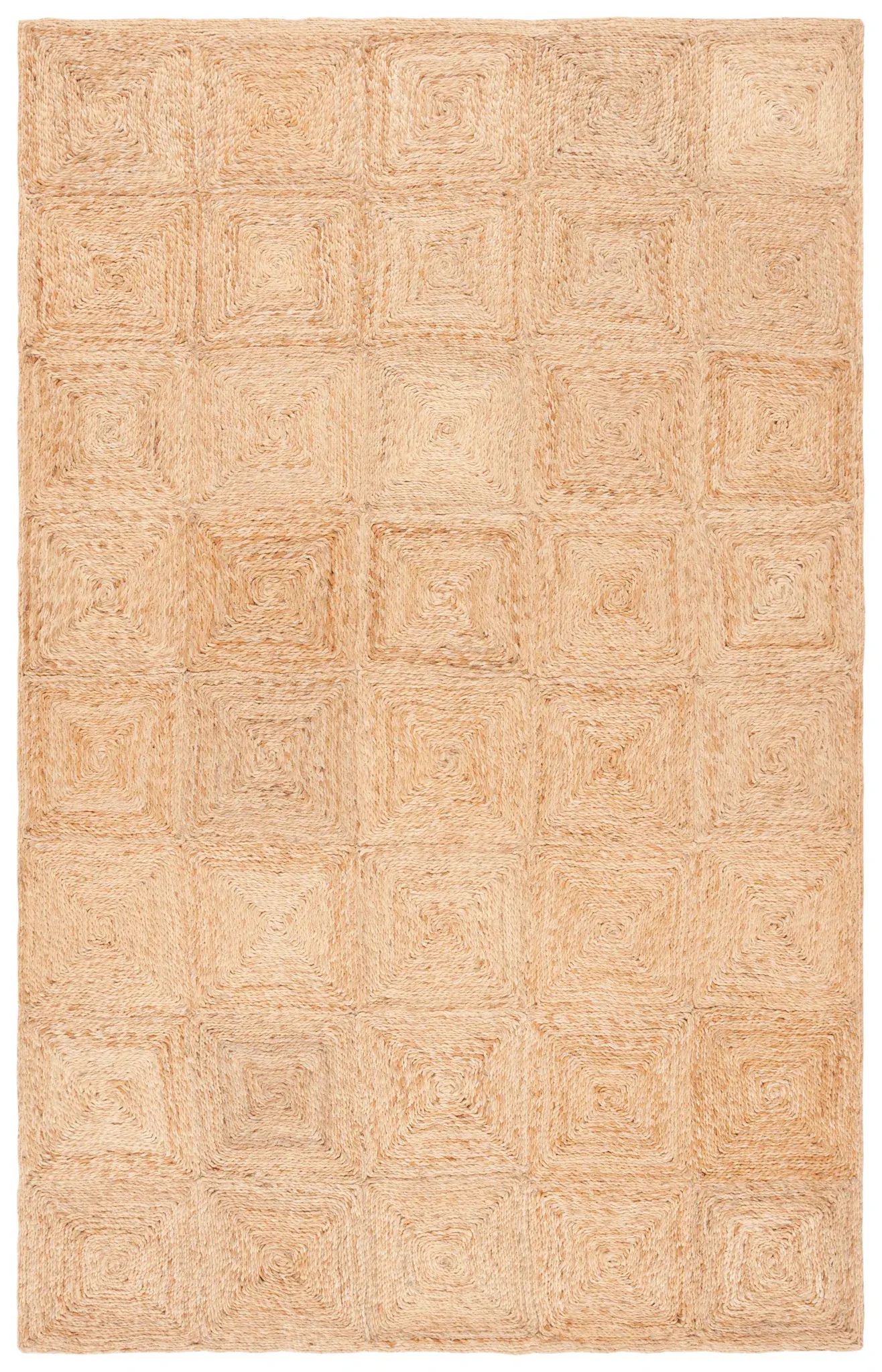 Natural Fiber Square Grid Hand-Loomed Jute Rug