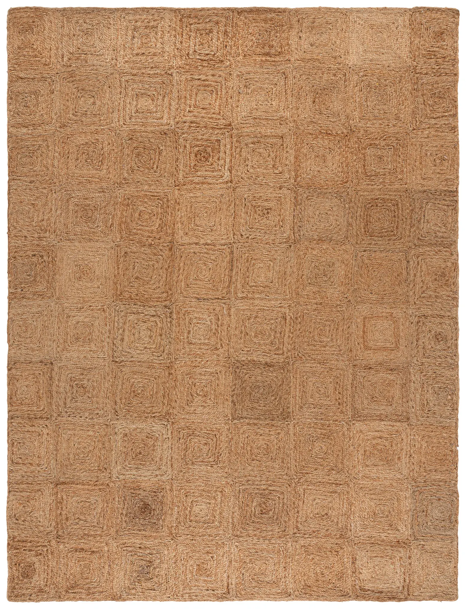 Natural Fiber Square Grid Hand-Loomed Jute Rug