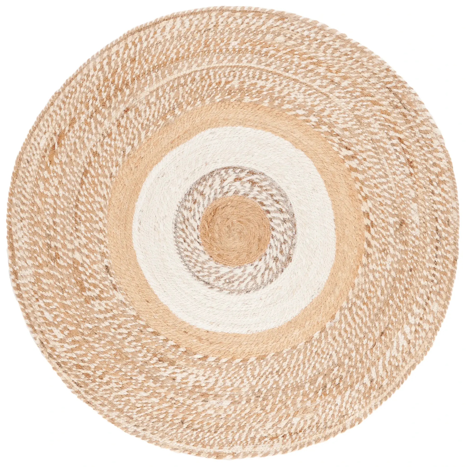 Natural Fiber Target Banded Hand-Woven Jute Rug