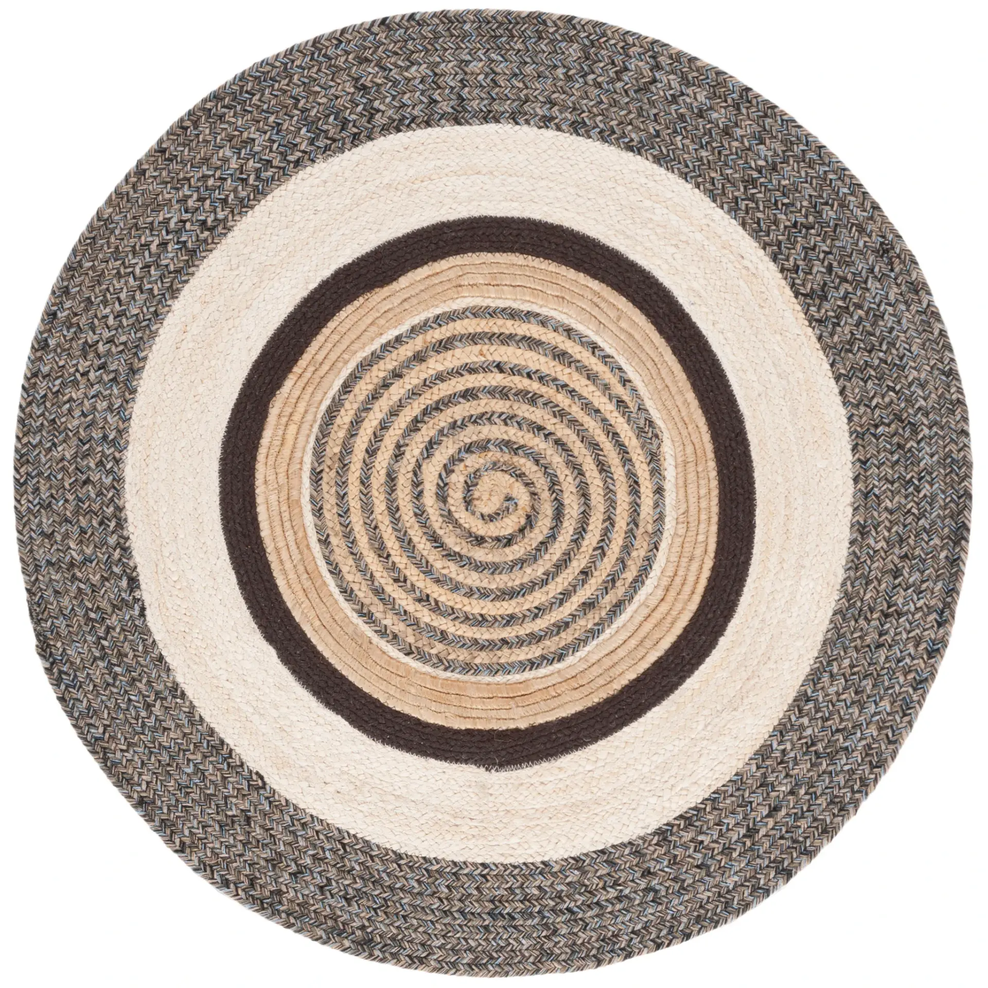 Natural Fiber Concentric Bands Hand-Woven Rug