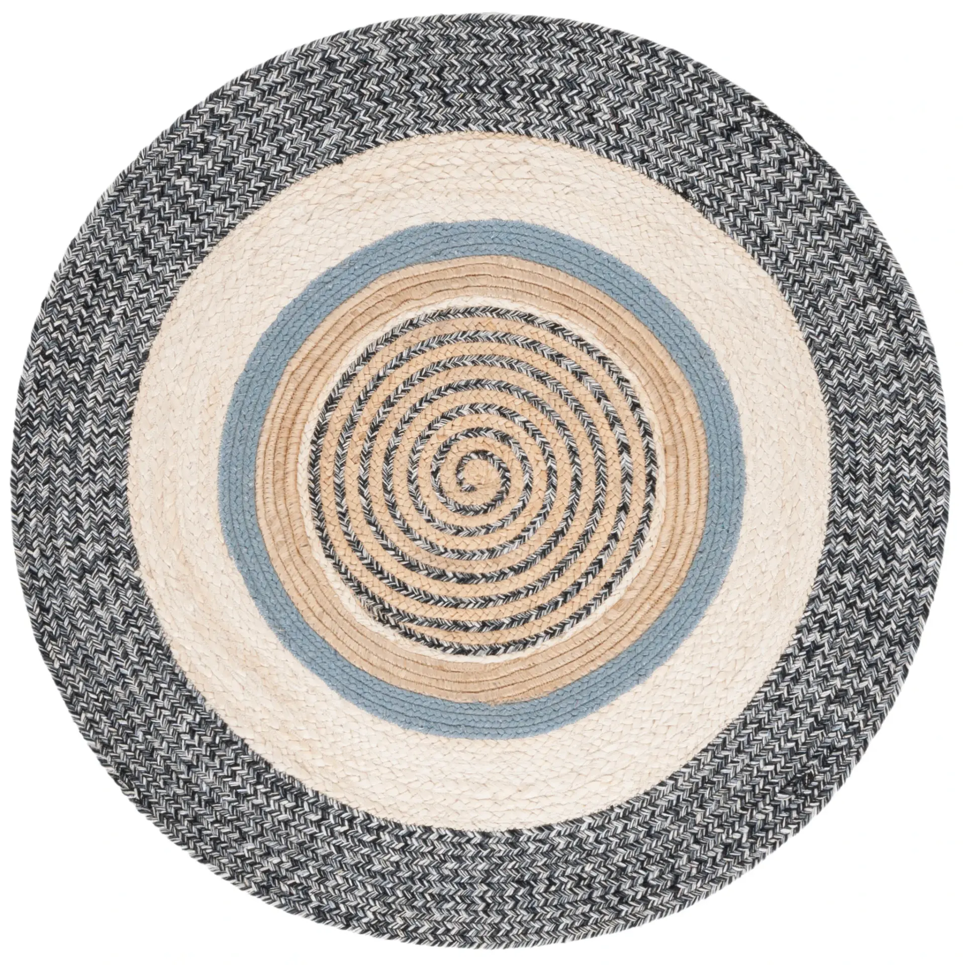 Natural Fiber Concentric Bands Hand-Woven Rug