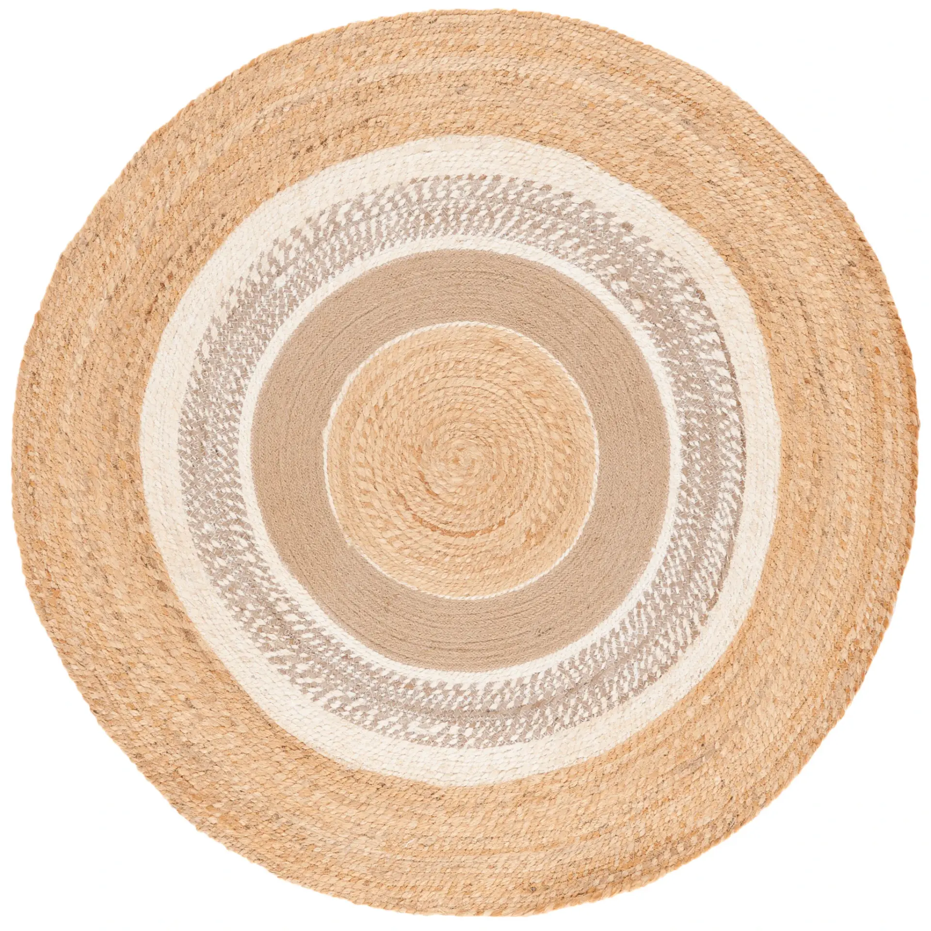 Natural Fiber Concentric Round Hand-Woven Jute Rug