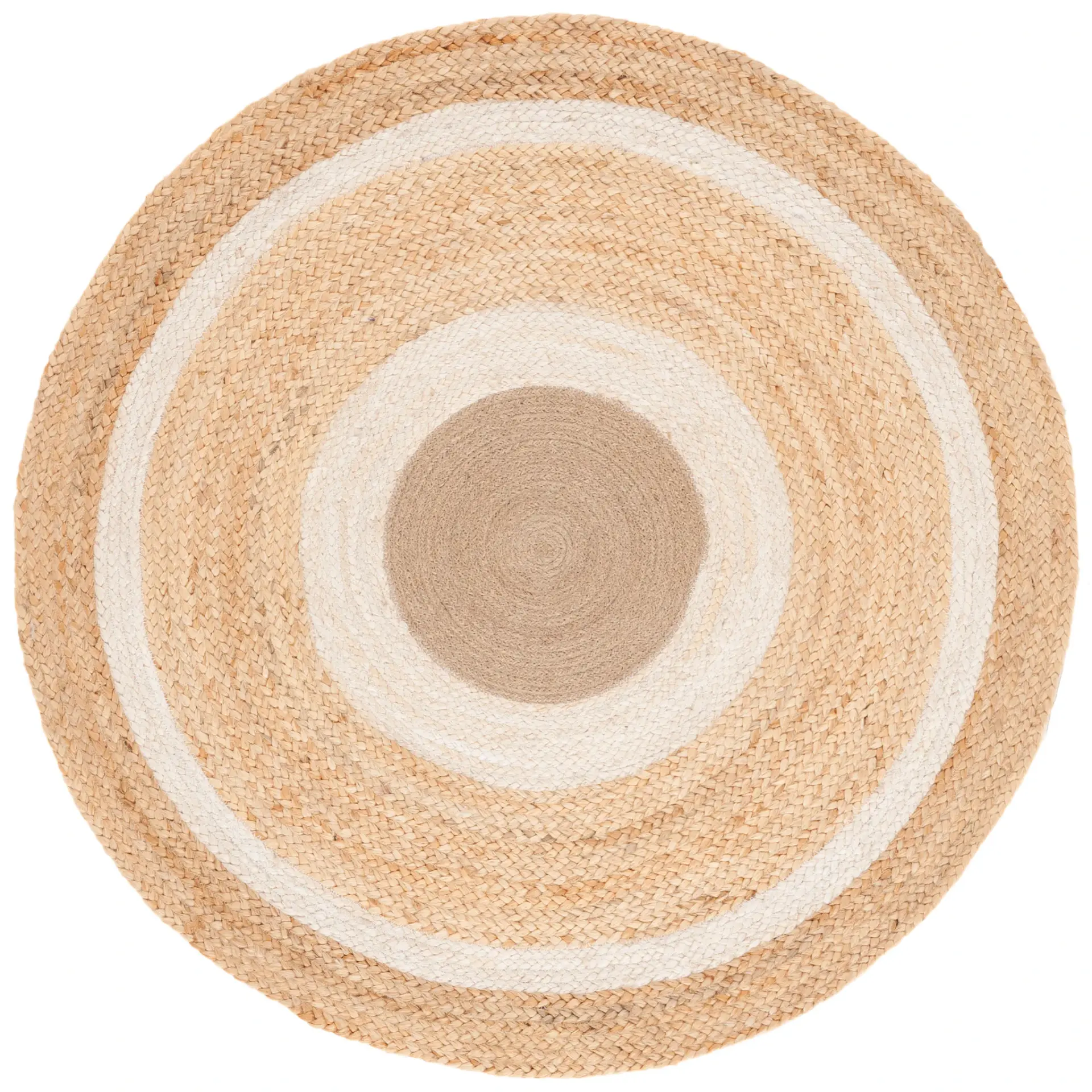 Natural Fiber Bullseye Even Banded Hand-Woven Jute Rug