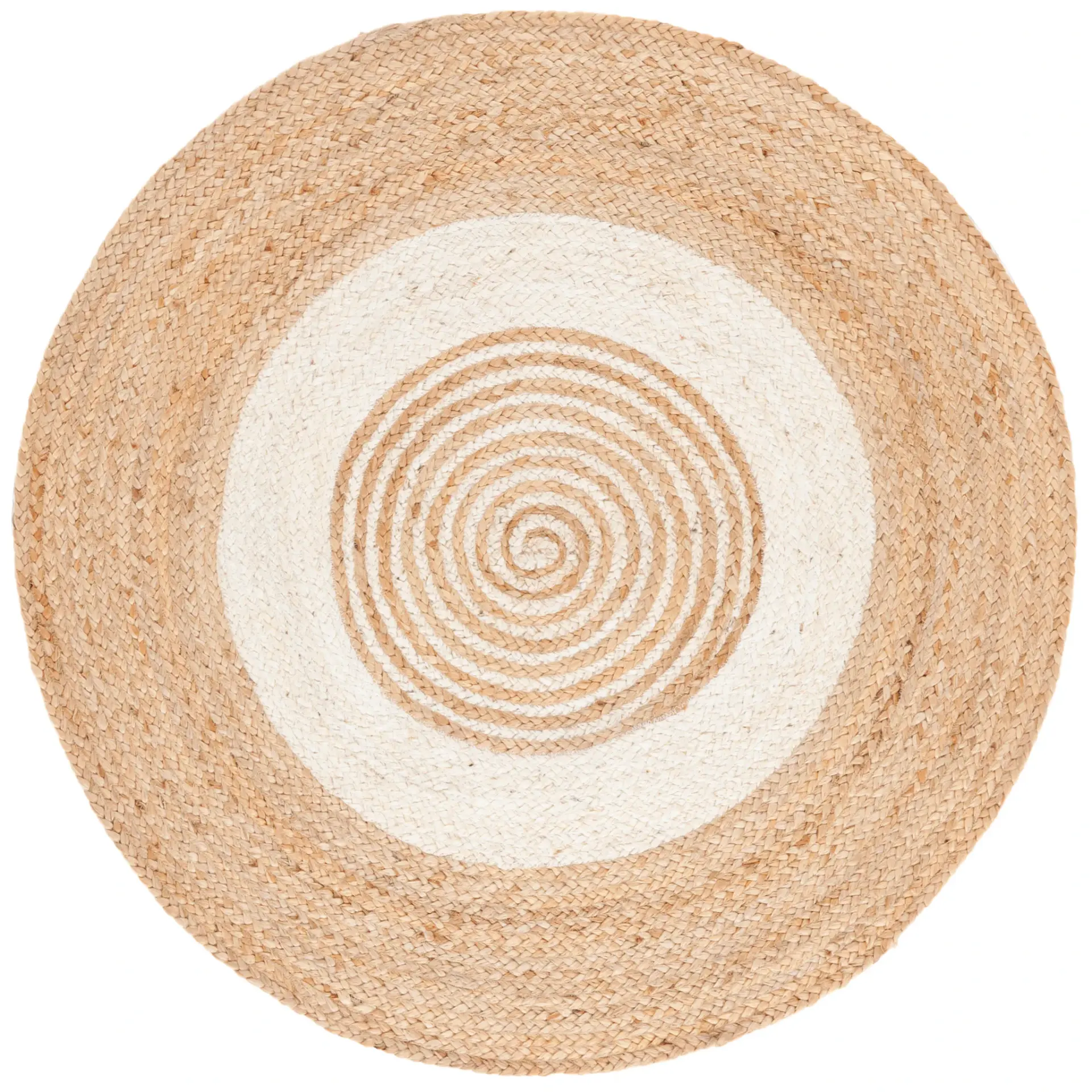 Natural Fiber Center Spiral Hand-Woven Jute Rug