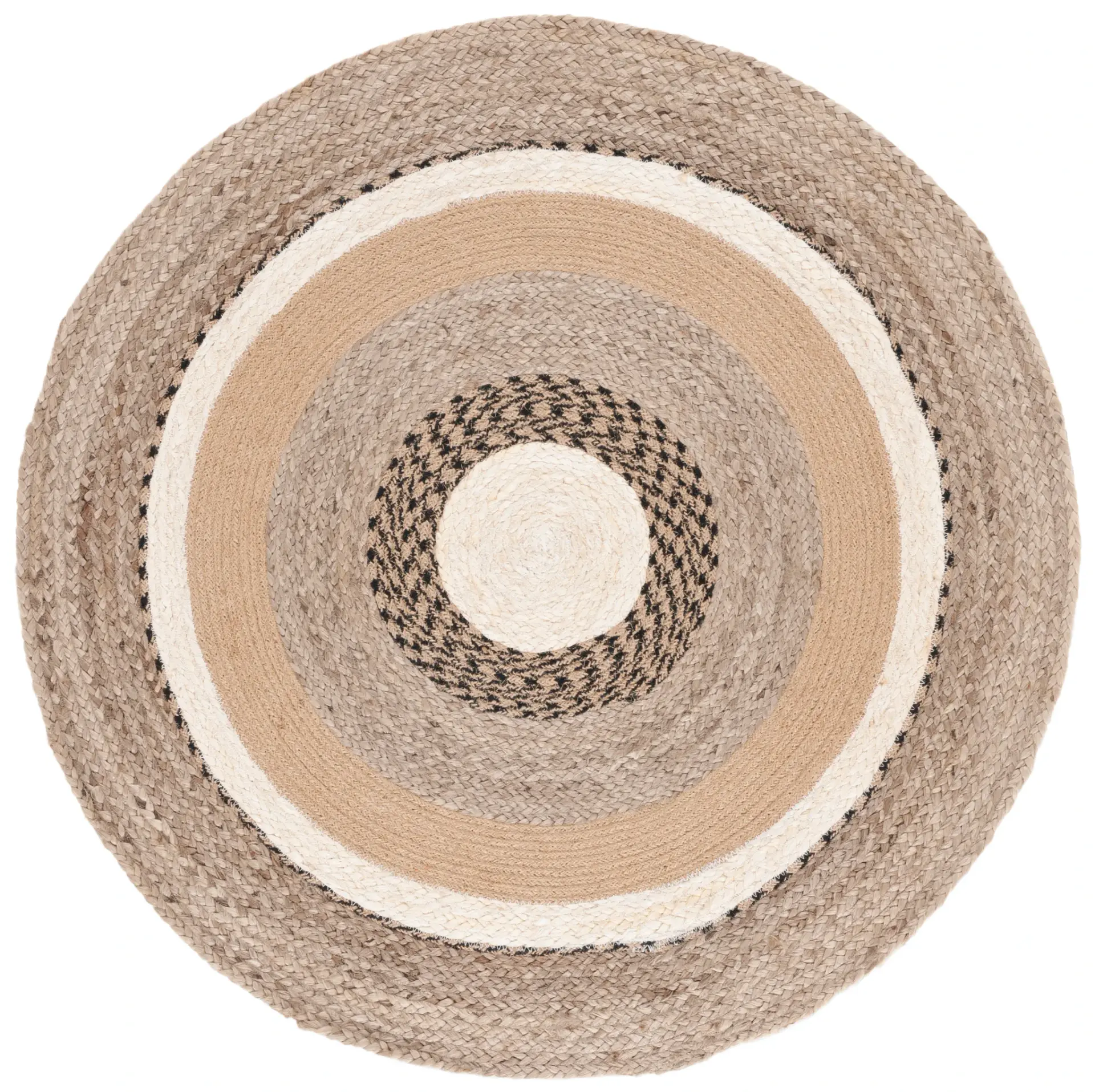 Natural Fiber Concentric Bullseye Hand-Woven Rug