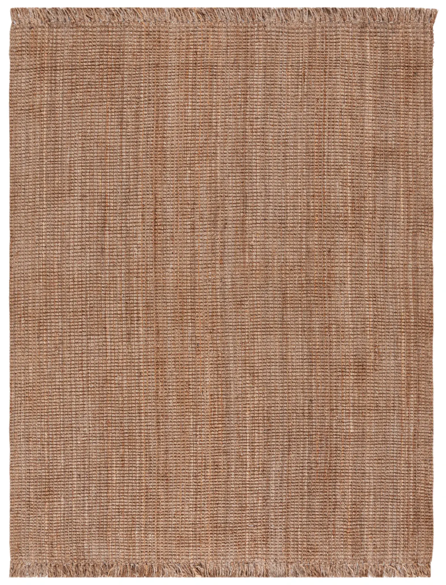 Natural Fiber Fringed Ribbed Hand-Loomed Jute Rug