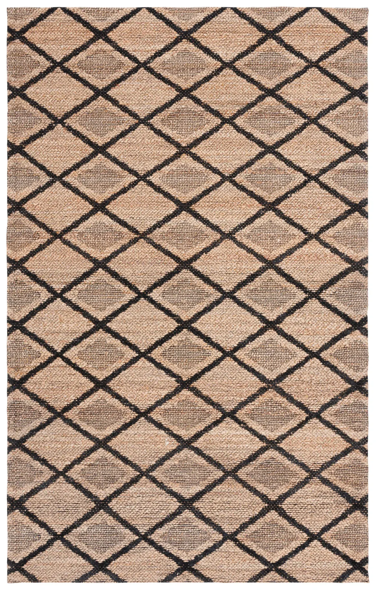 Natural Fiber Bold Diamond Trellis Hand-Loomed Jute Rug