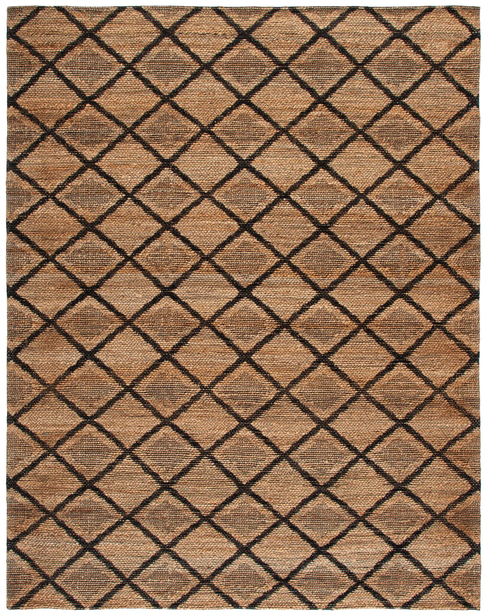 Natural Fiber Bold Diamond Trellis Hand-Loomed Jute Rug