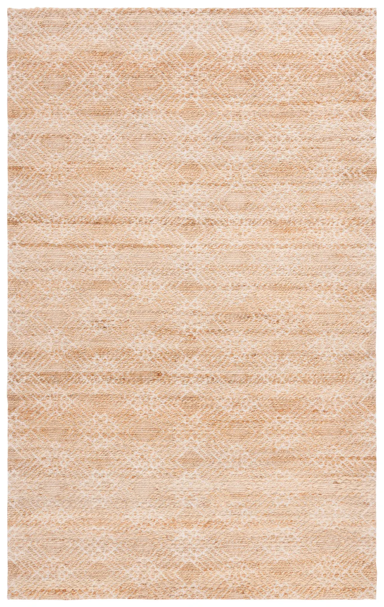 Natural Fiber Faded Geometric Trellis Hand-Loomed Jute Rug